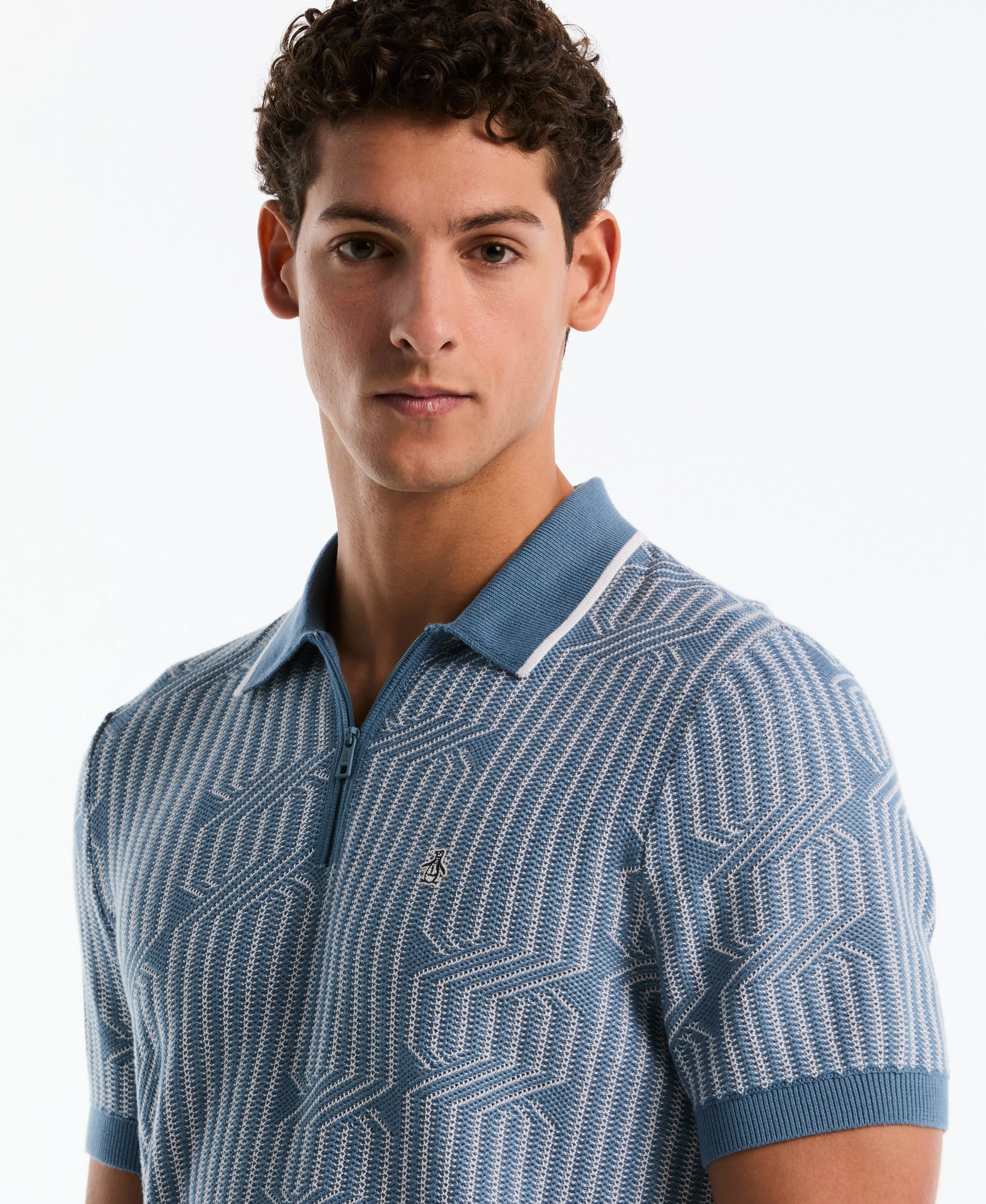 Geo Cable Quarter-Zip Sweater Polo sold by Original Penguin product image thumbnail 3