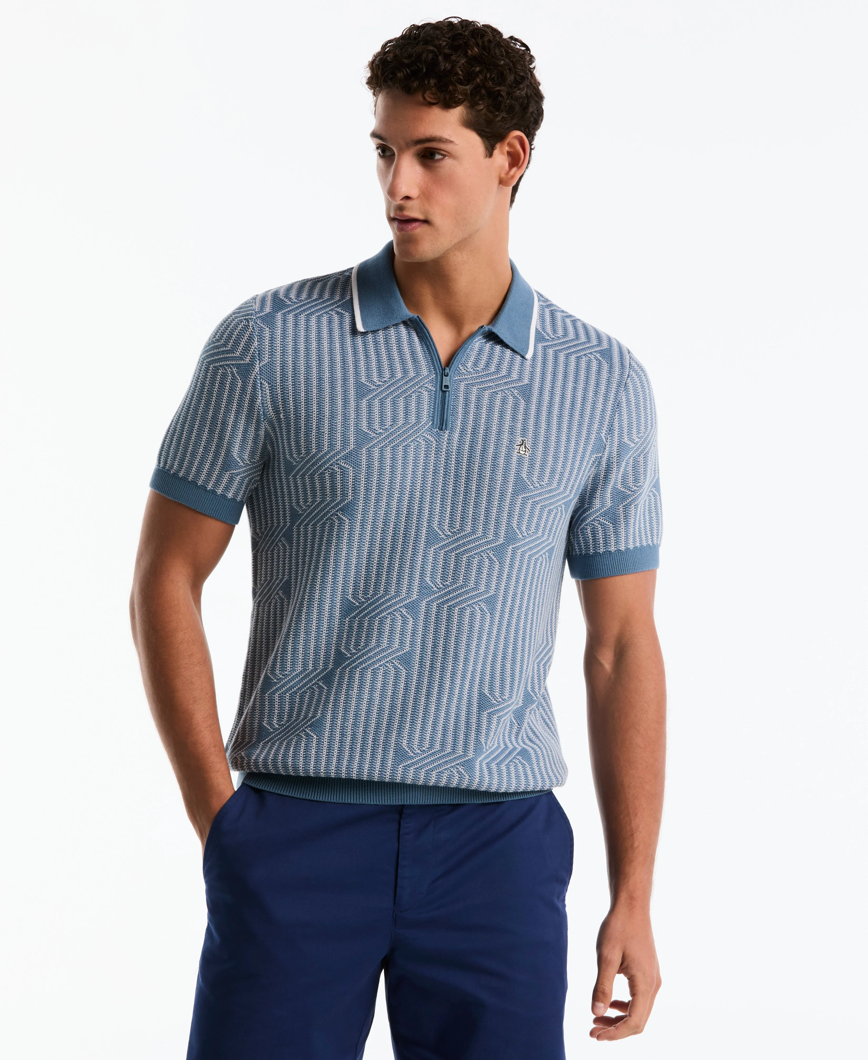 Geo Cable Quarter-Zip Sweater Polo sold by Original Penguin