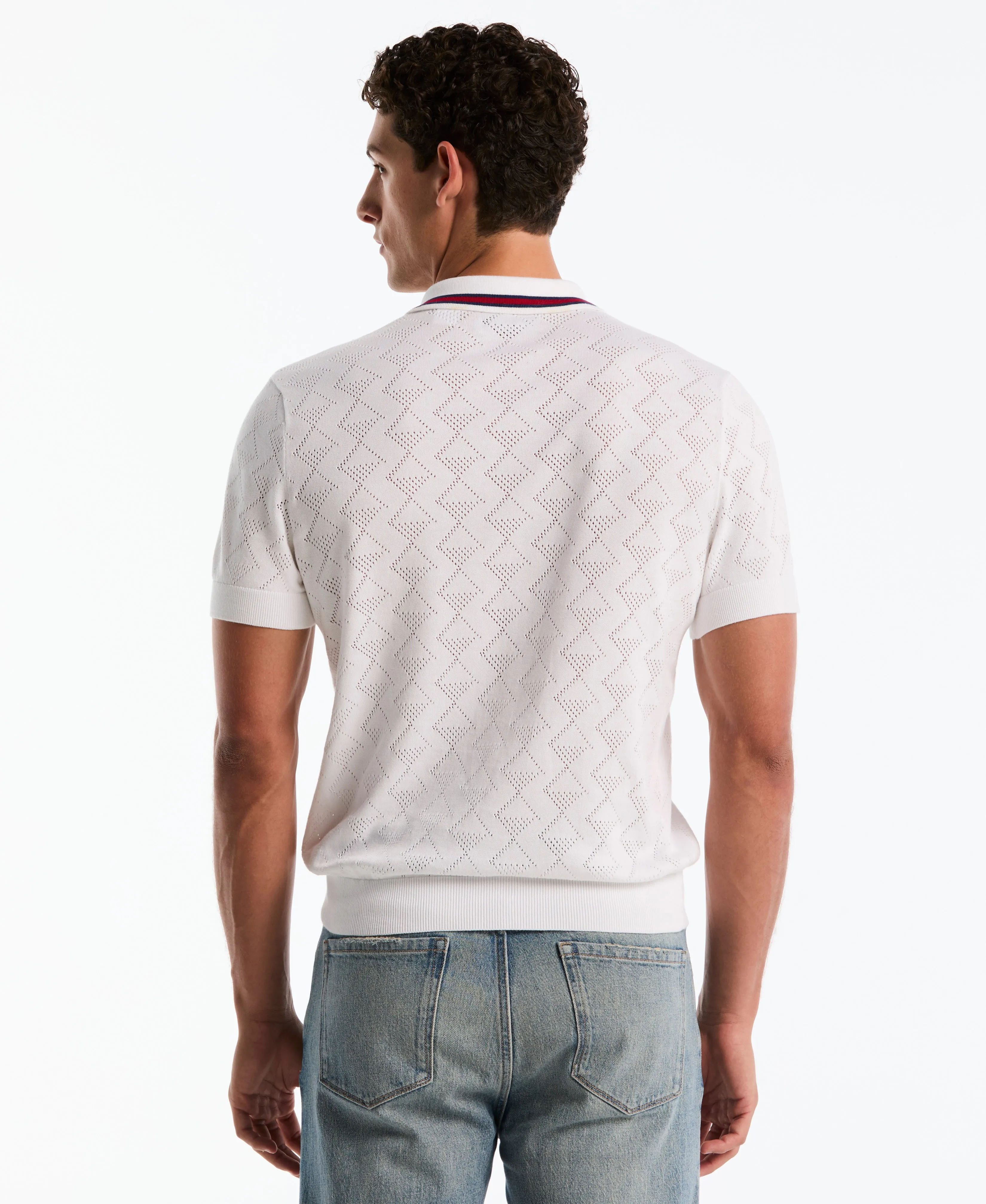 Cotton Geometric Eyelet Sweater Polo sold by Original Penguin product image thumbnail 2