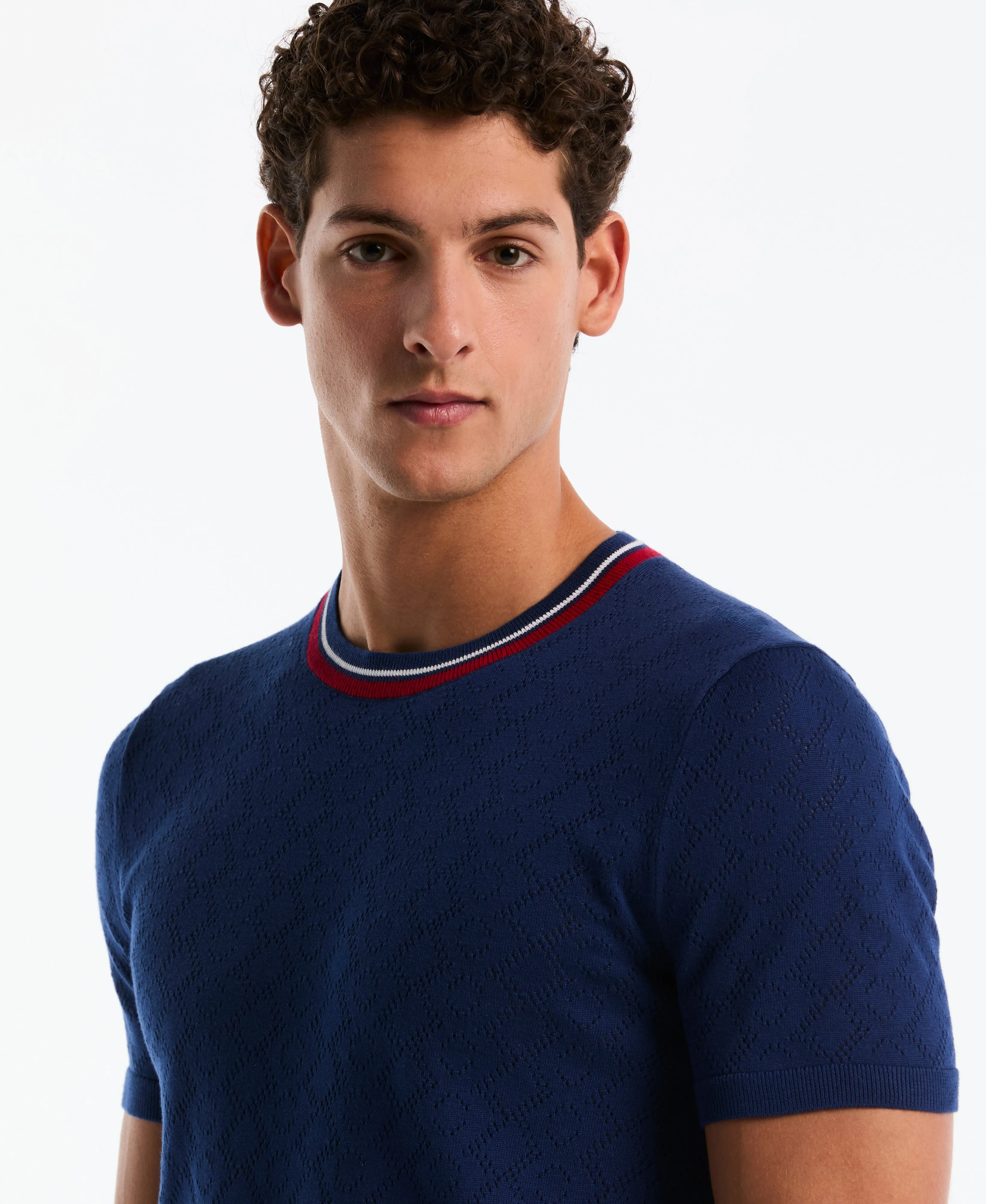 Jacquard Geometric Eyelet Sweater Tee sold by Original Penguin product image thumbnail 3