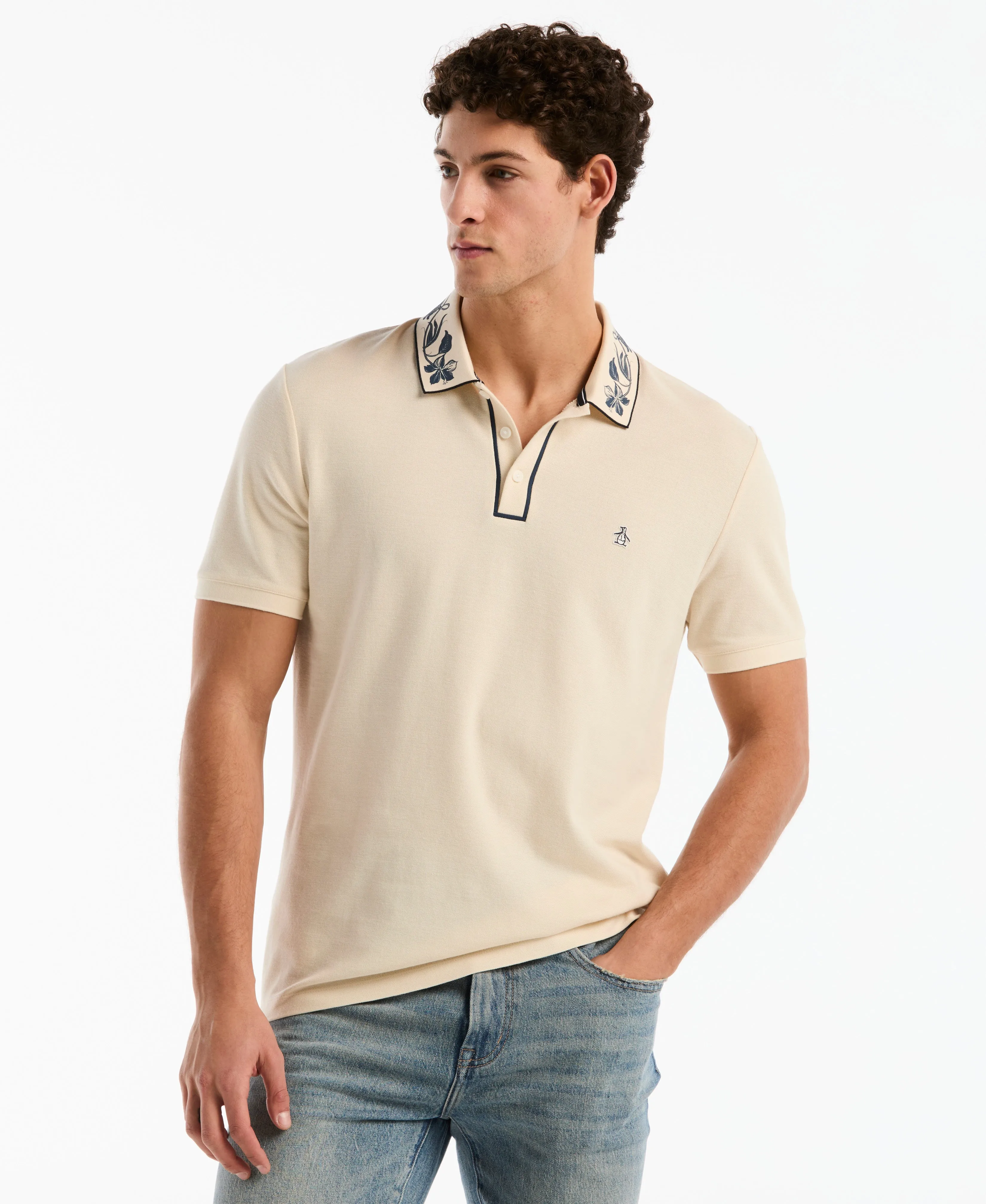 Organic Cotton Floral Collar Polo sold by Original Penguin