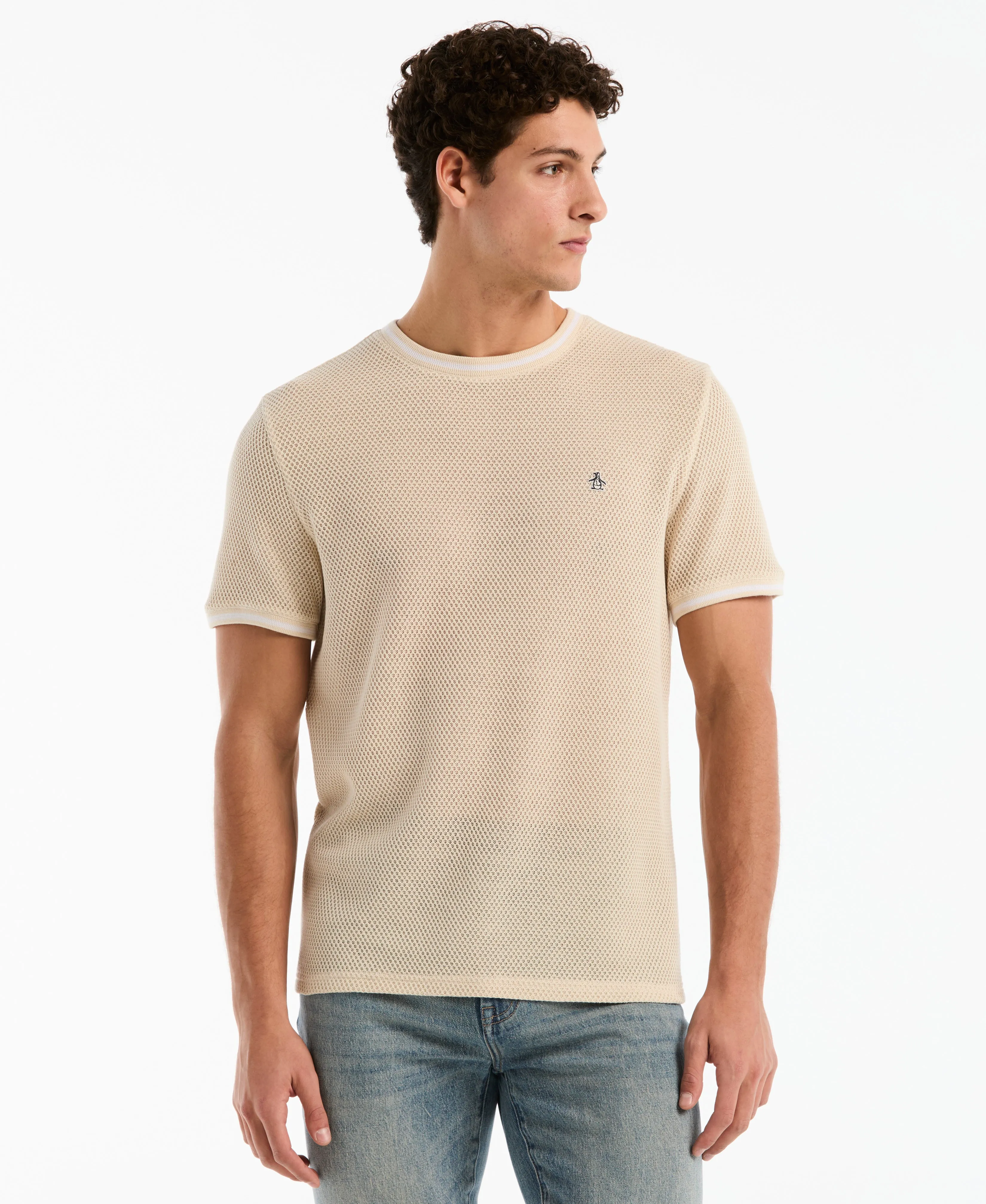 Jacquard Honeycomb Texture Tee sold by Original Penguin