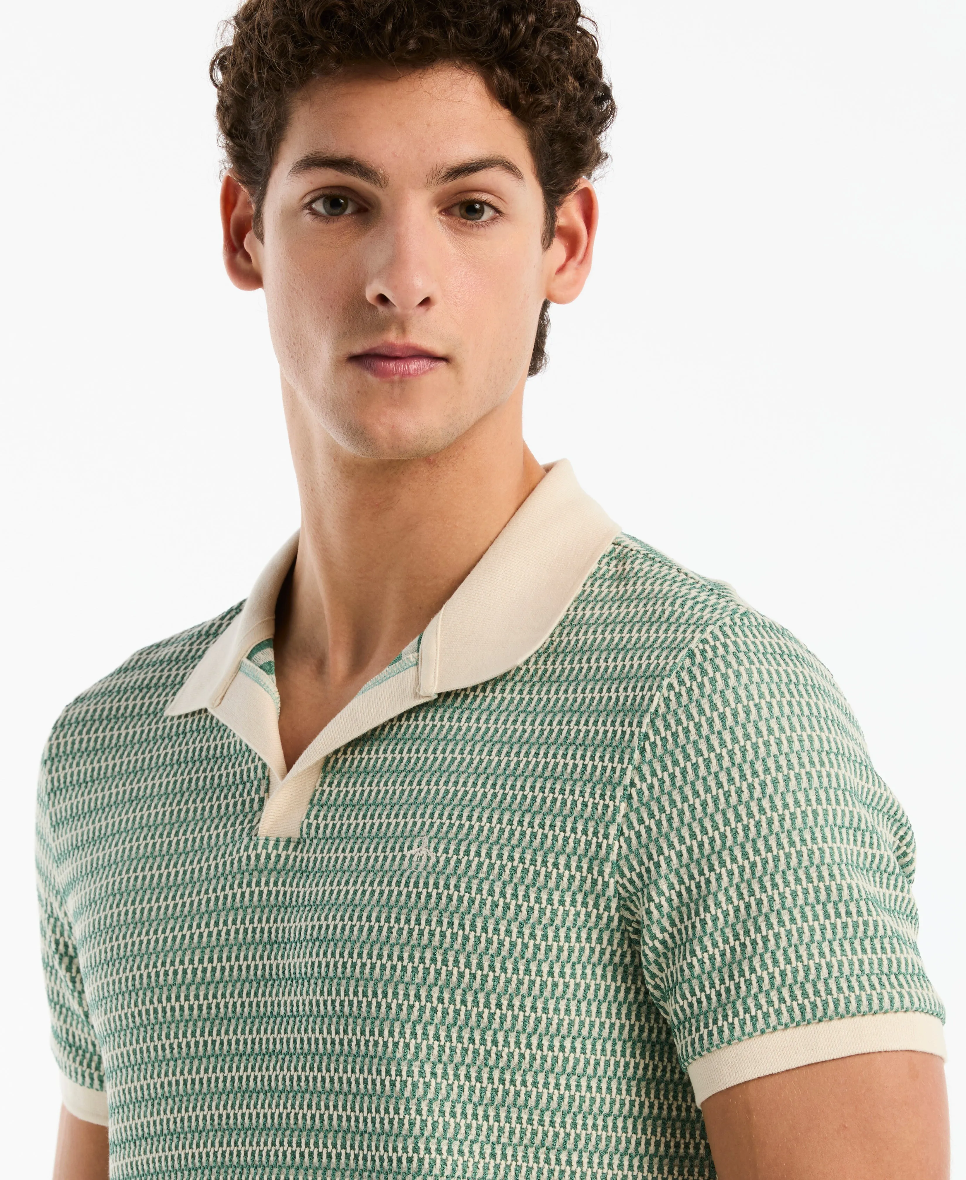 Crochet Stitch Johnny Collar Polo sold by Original Penguin product image thumbnail 3
