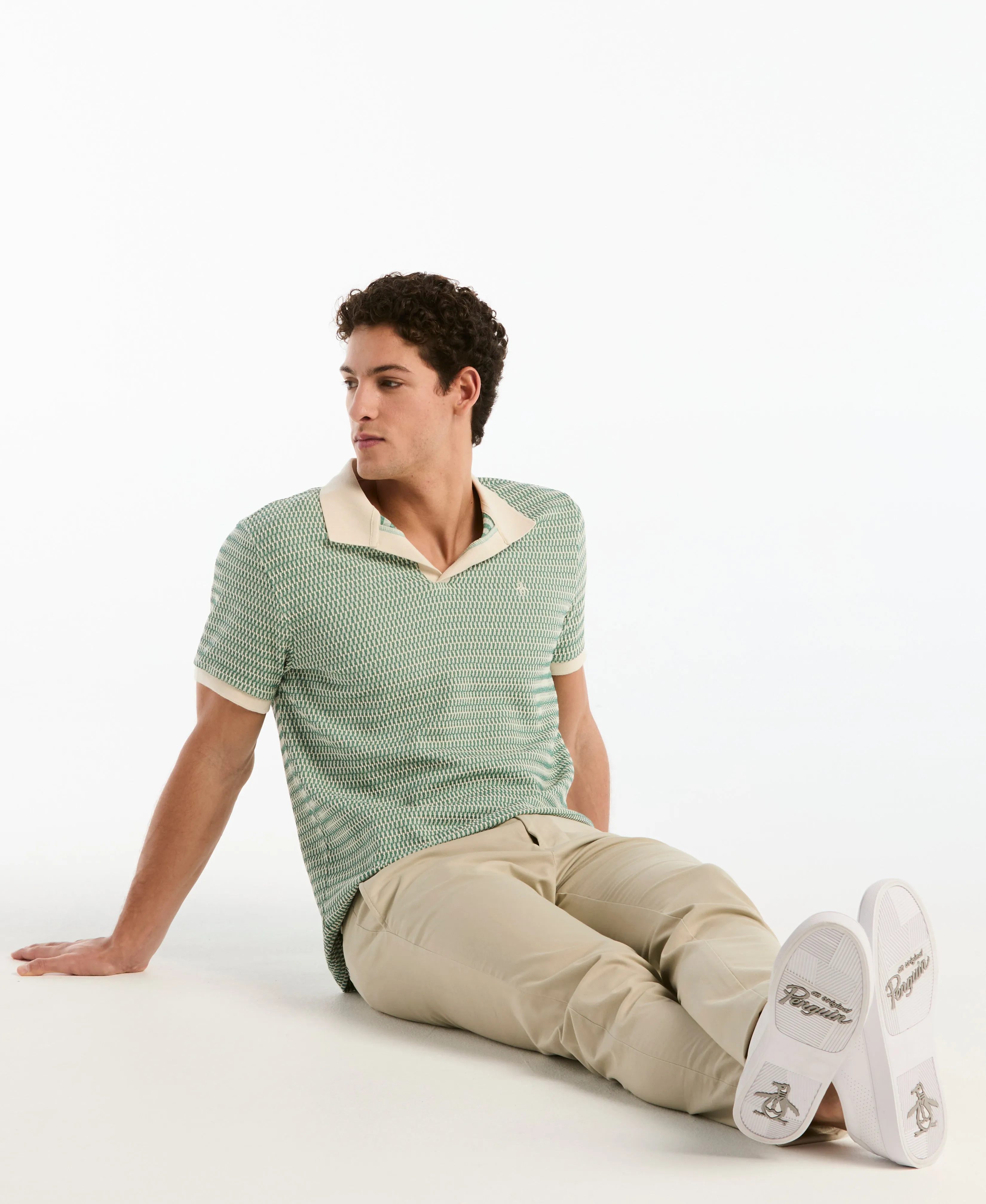 Crochet Stitch Johnny Collar Polo sold by Original Penguin product image thumbnail 5