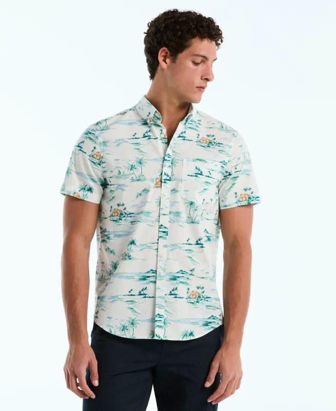 Poplin All-Over Beach Scene Pocket Shirt made by Original Penguin