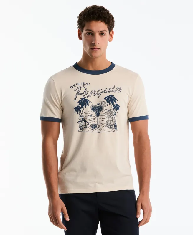Tropical Drink Graphic Ringer Tee made by Original Penguin