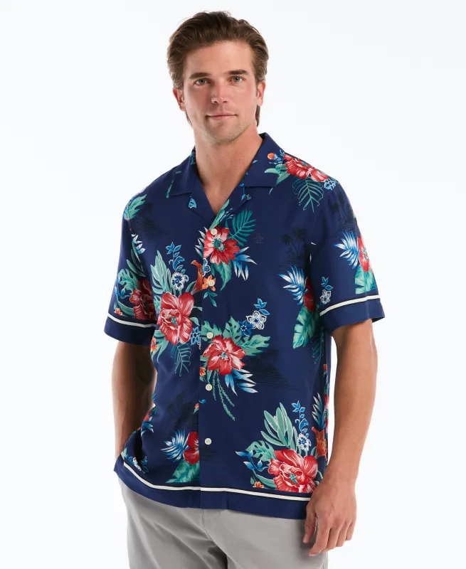 Hawaiian Print Button-Up Camp Shirt made by Original Penguin