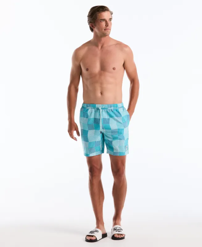 7" Wavy Tile Print Swim Short made by Original Penguin