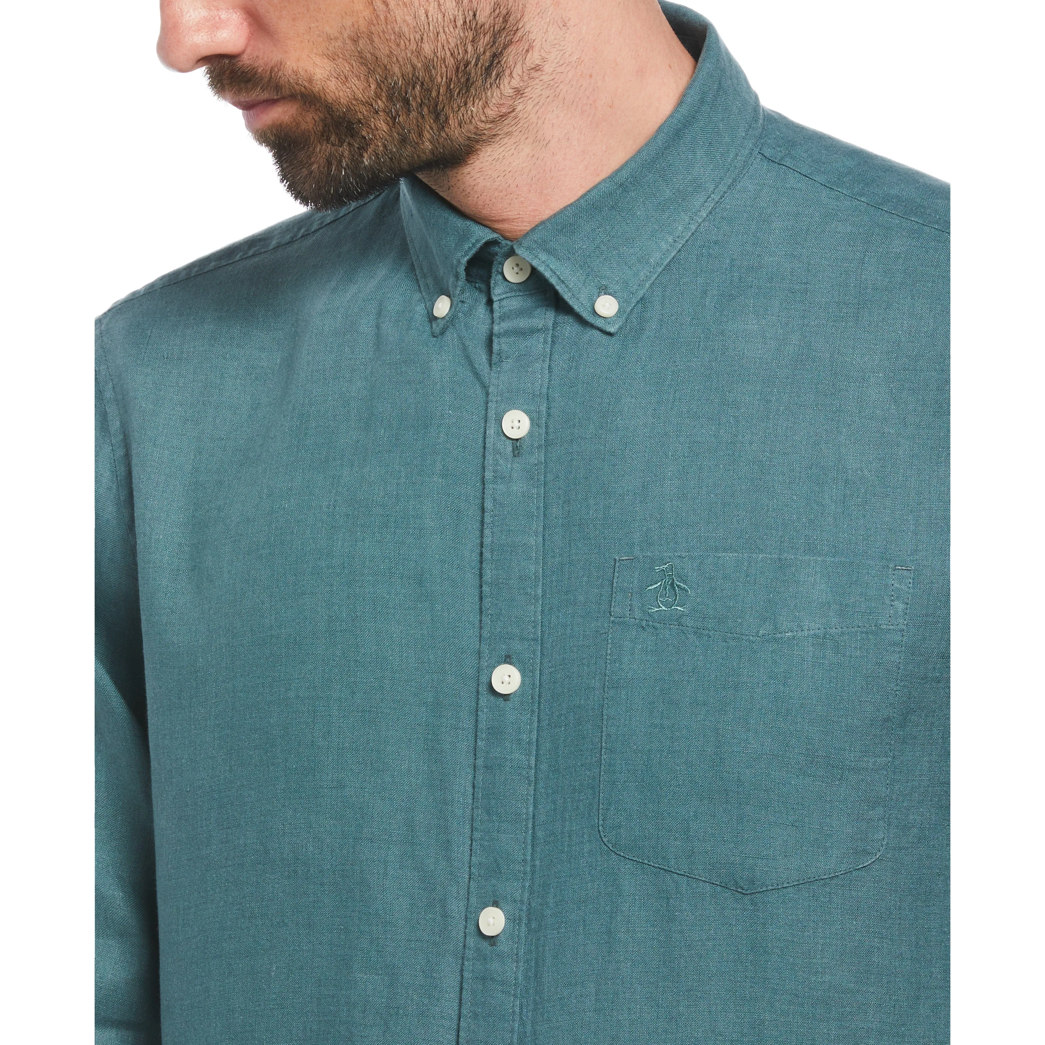 Delave Linen Long Sleeve Button-Down Shirt sold by Original Penguin product image thumbnail 3