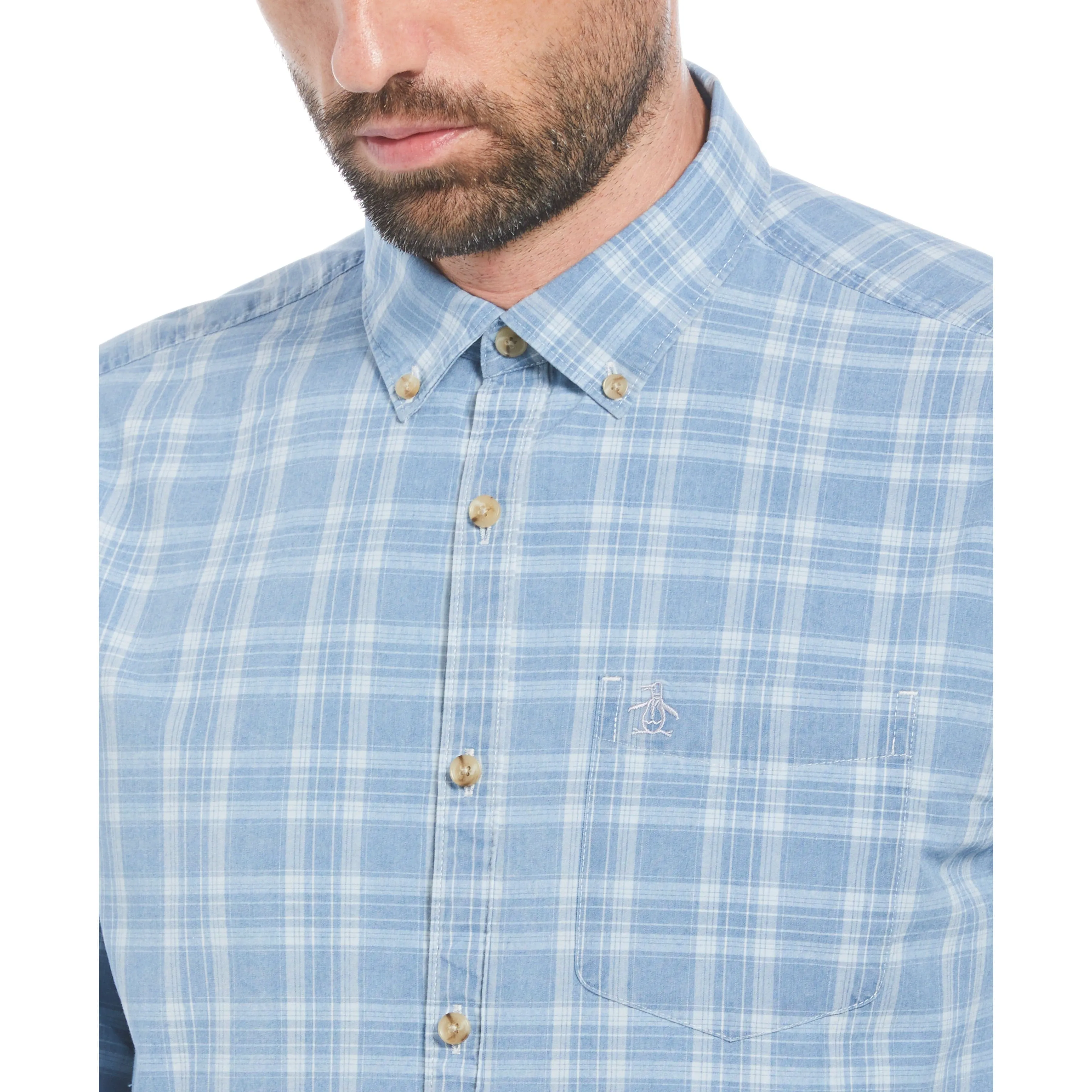 Cotton Indigo Plaid Print Button-Down Shirt sold by Original Penguin product image thumbnail 3