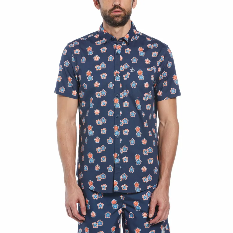 Poplin Hibiscus Print Shirt sold by Original Penguin