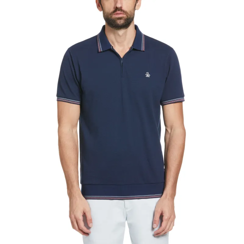 Jacquard Zip Polo sold by Original Penguin
