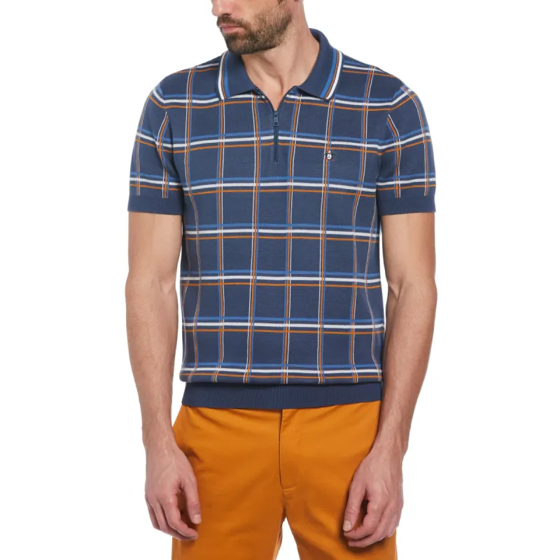 Plaid 1/4 Zip Sweater Polo sold by Original Penguin
