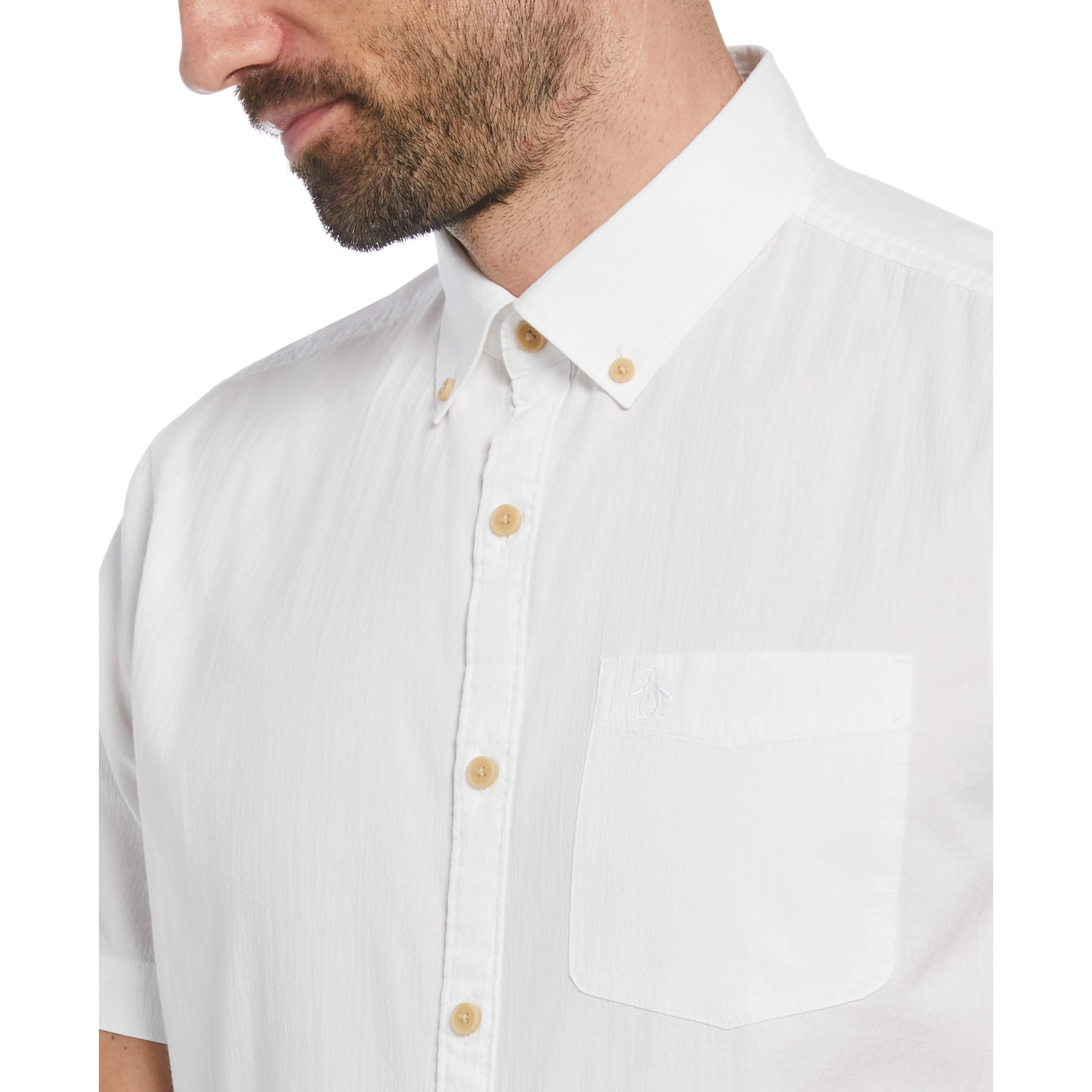 Seersucker Crinkle Yarn Solid Shirt sold by Original Penguin product image thumbnail 3