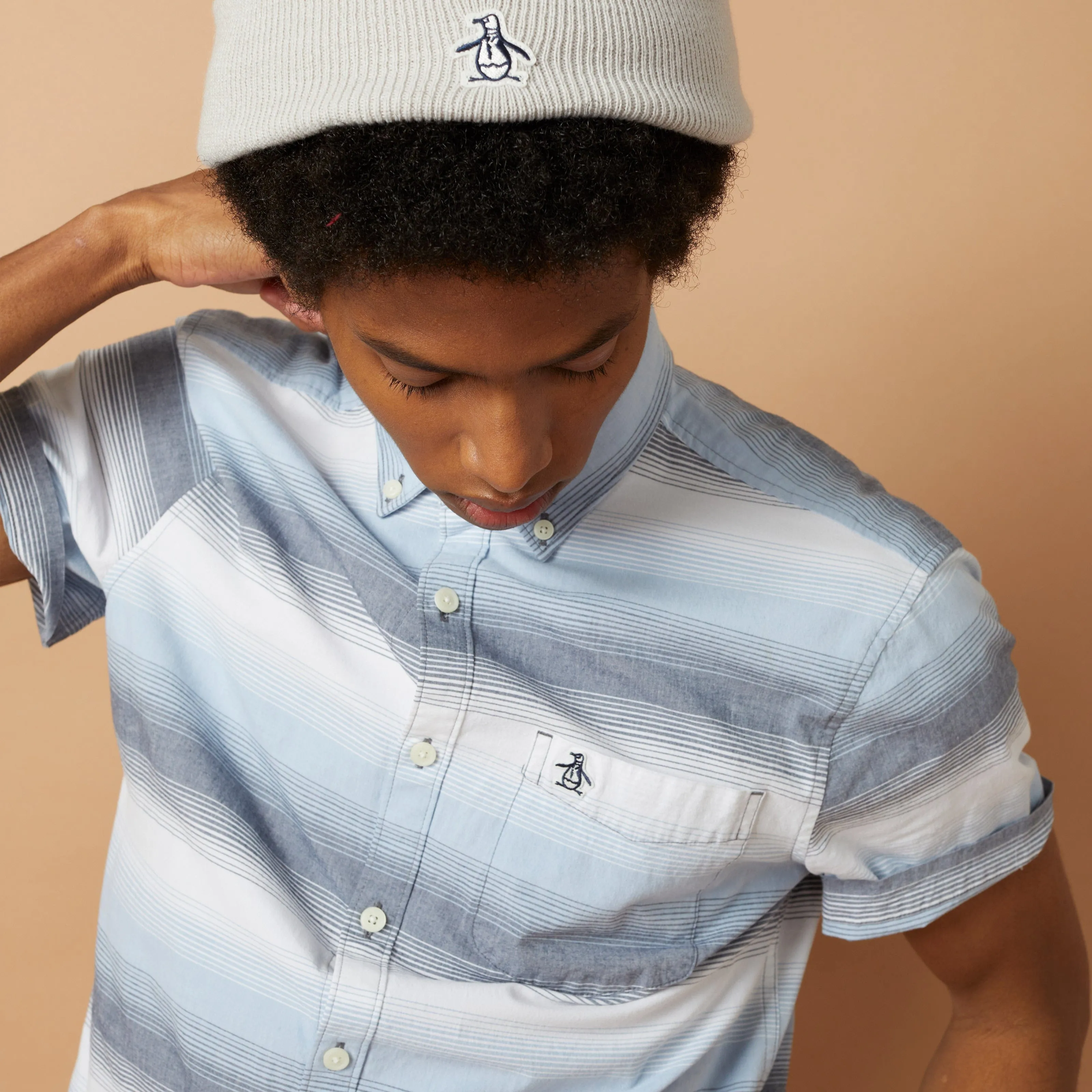 EcoVero™ Blurred Stripe Stretch Shirt sold by Original Penguin