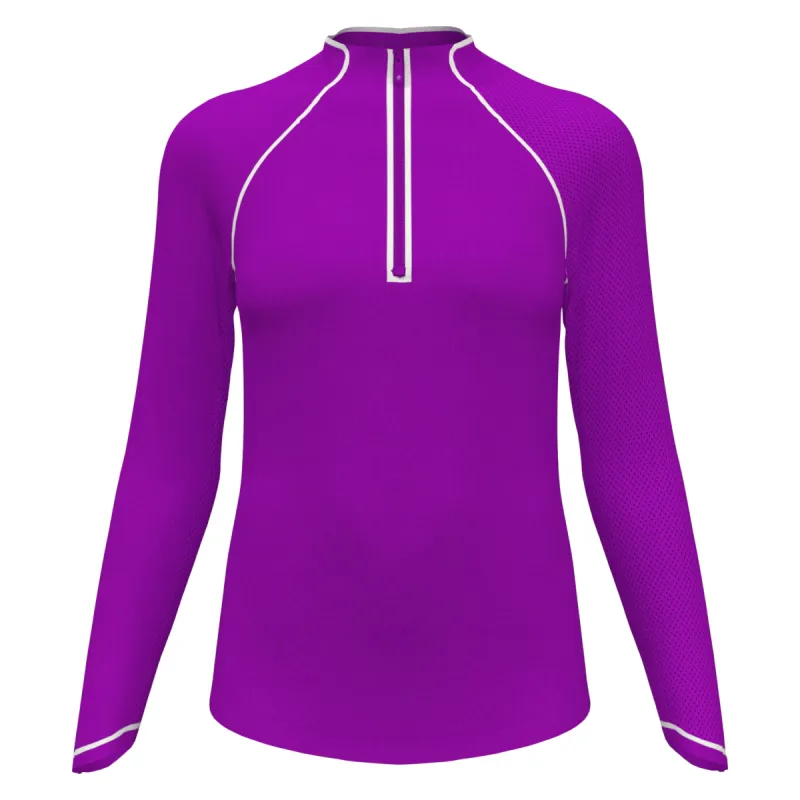 Women's Long Sleeve Quarter Zip Tennis Shirt - Purple sold by Original Penguin