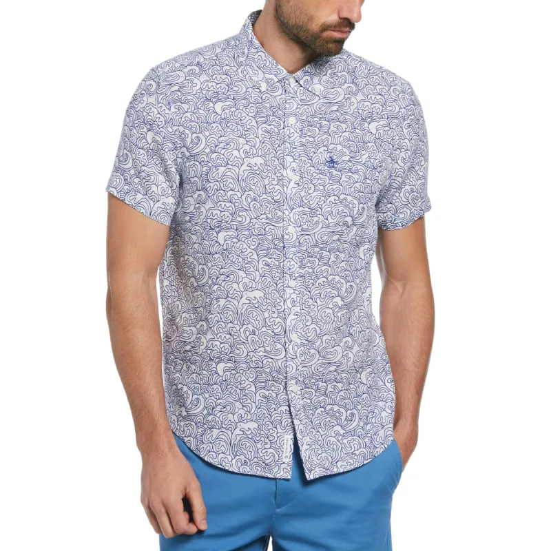 Linen Waves Outline Print Shirt sold by Original Penguin