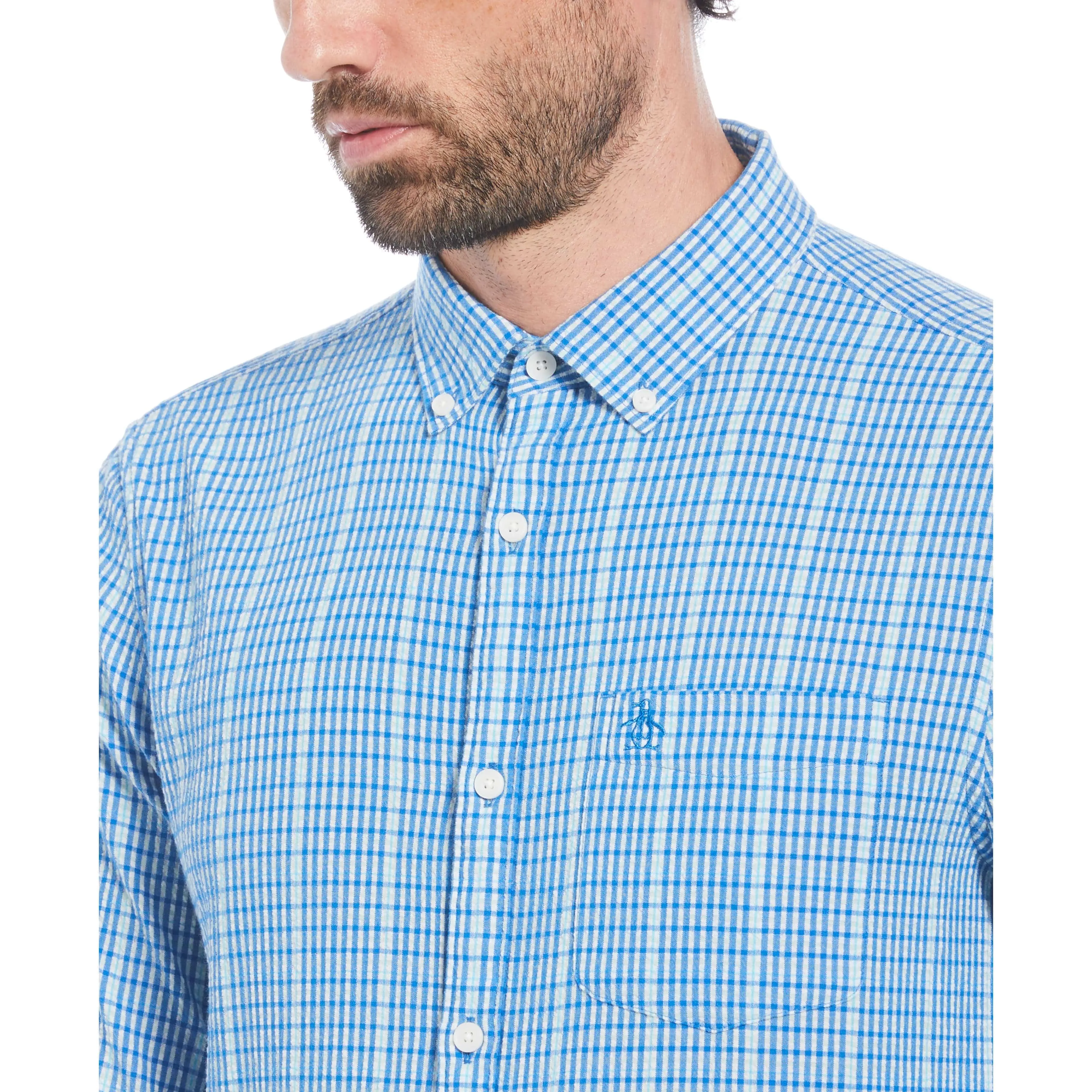Seersucker Plaid Print Shirt sold by Original Penguin product image thumbnail 3