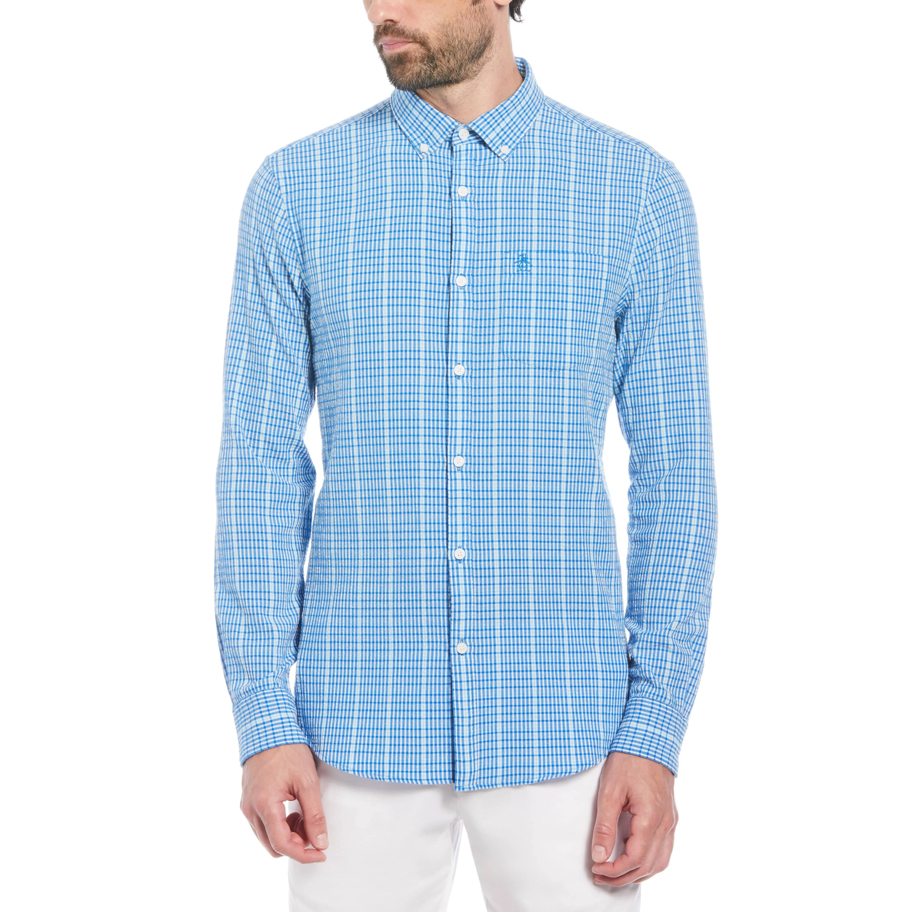 Seersucker Plaid Print Shirt sold by Original Penguin
