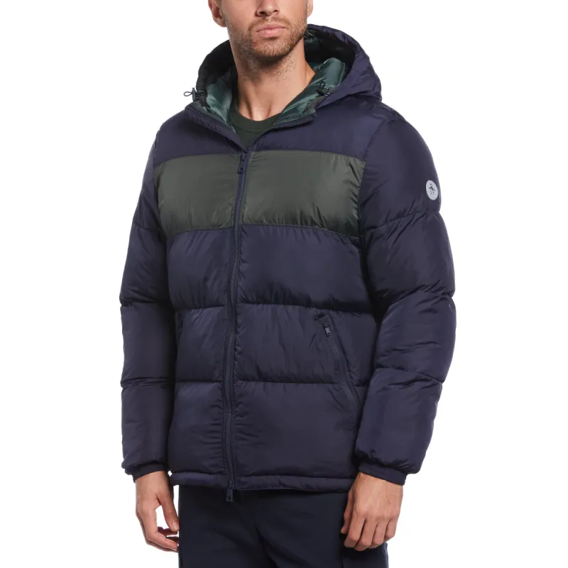 Heavyweight Color Block Hooded Puffer Jacket sold by Original Penguin