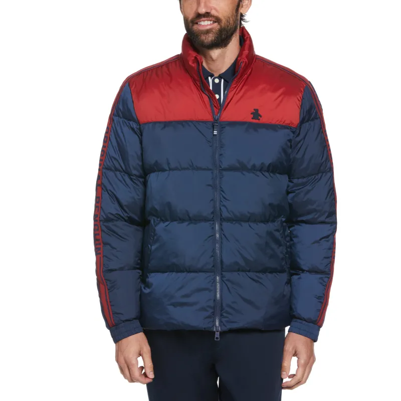 Faux Down Color Block Stripe Puffer Jacket sold by Original Penguin