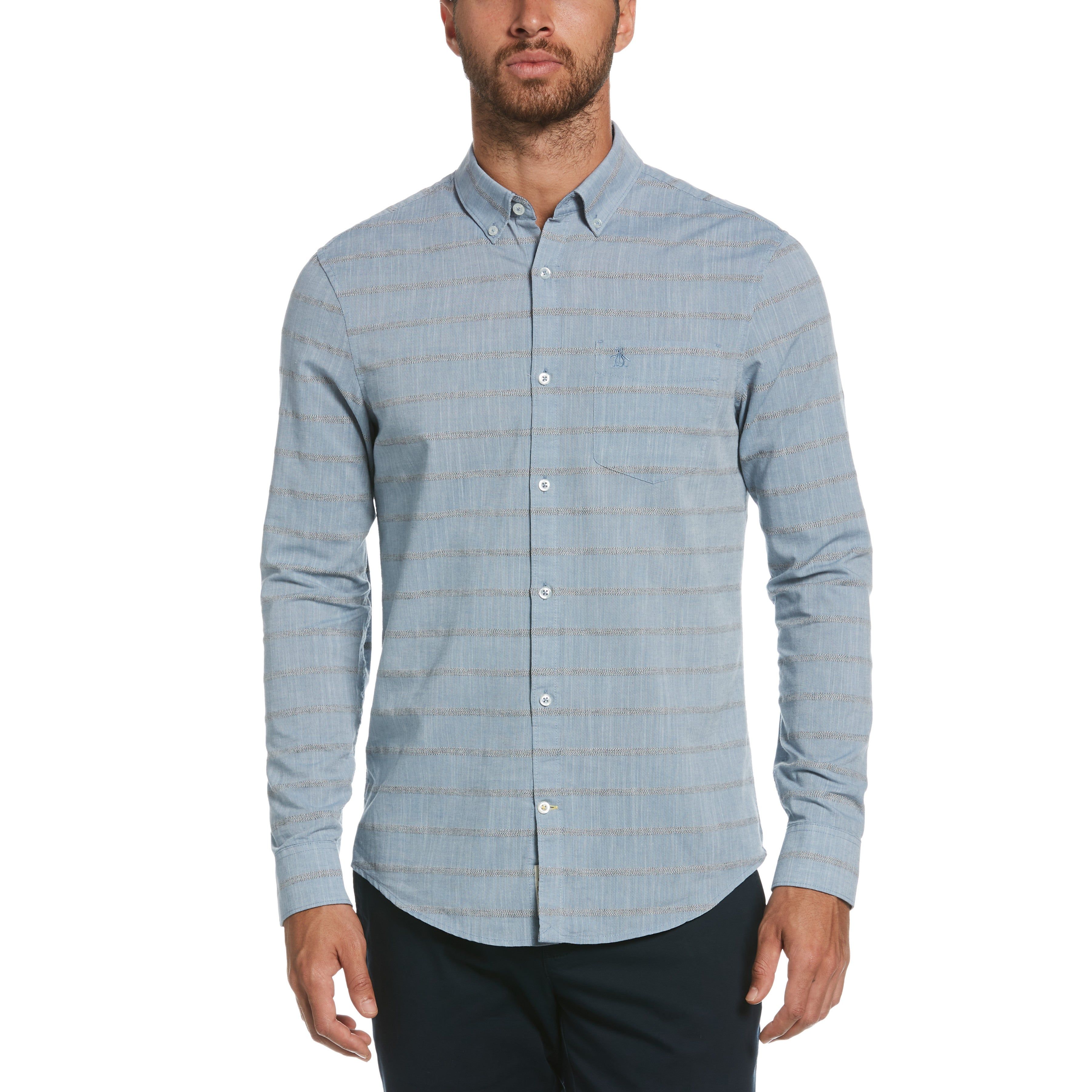 Stripe Slub Chambray Shirt sold by Original Penguin