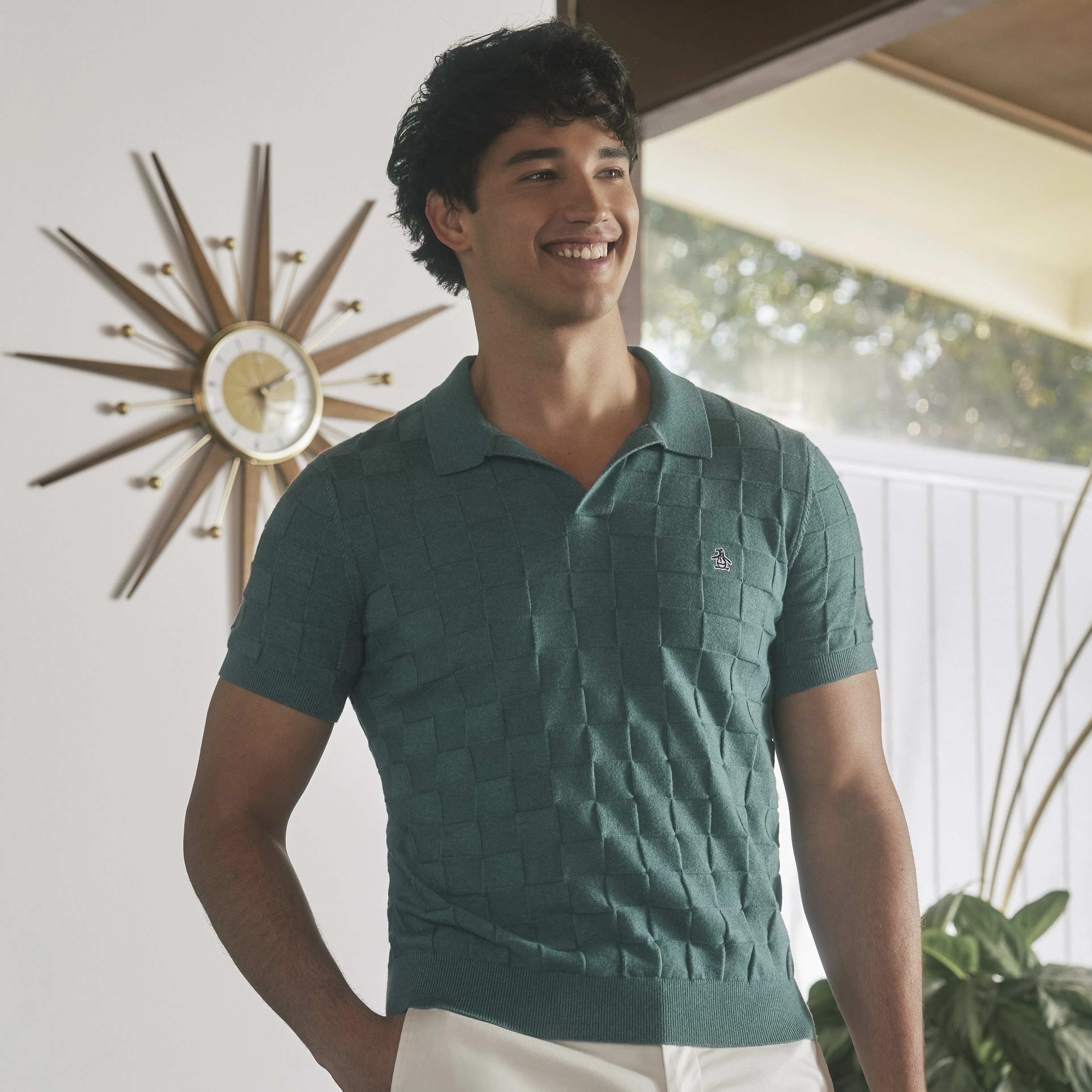 Jacquard Johnny Collar Sweater Polo sold by Original Penguin