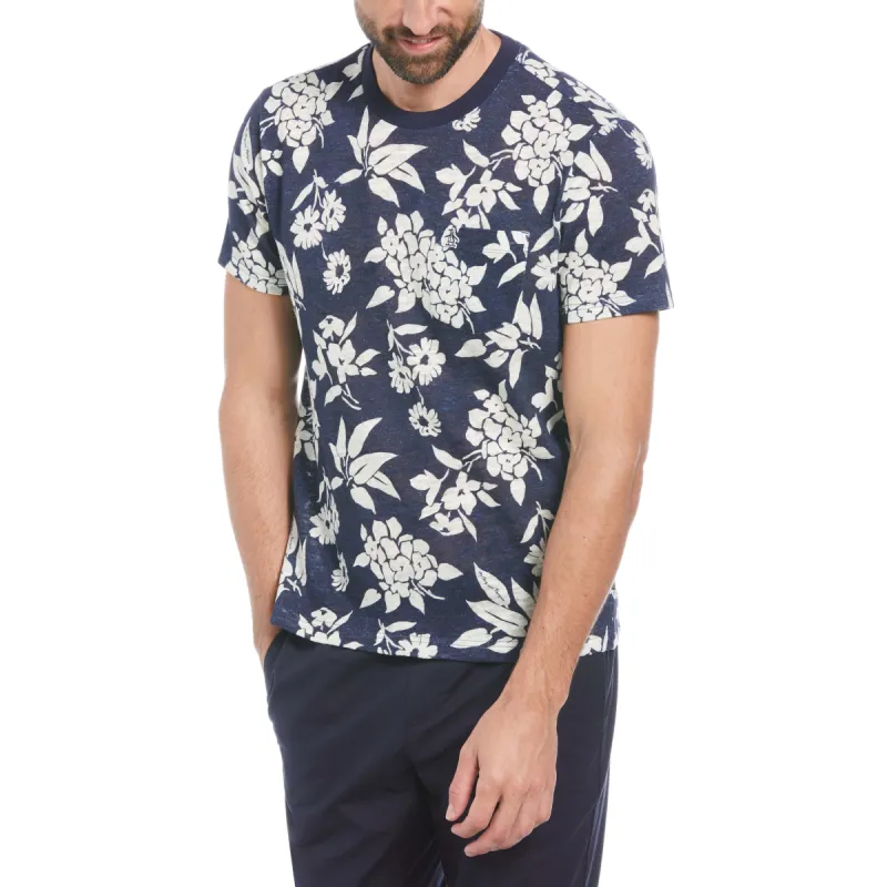 Linen Blend Slub Floral Print Tee sold by Original Penguin