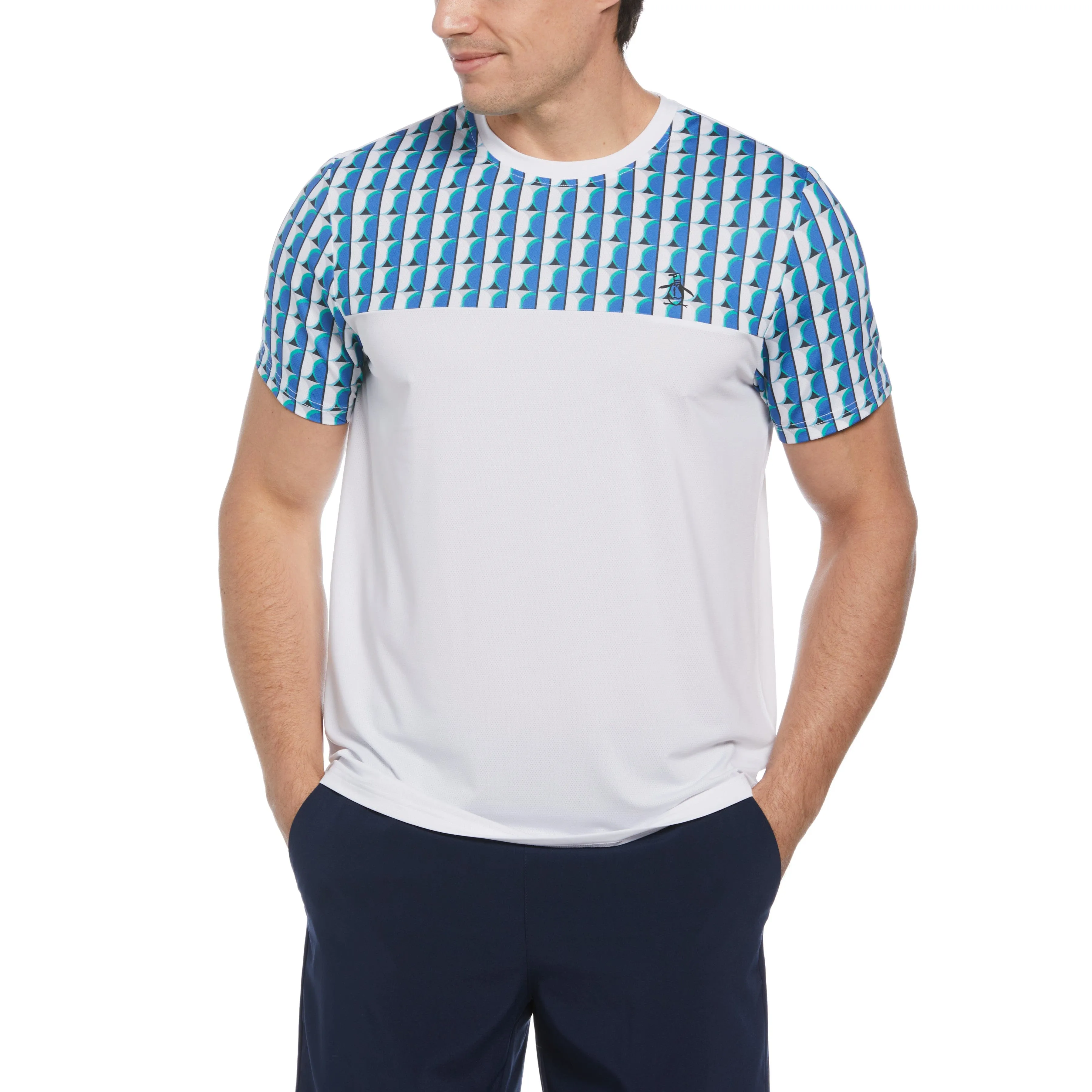 Geo Print Performance Tennis Tee sold by Original Penguin