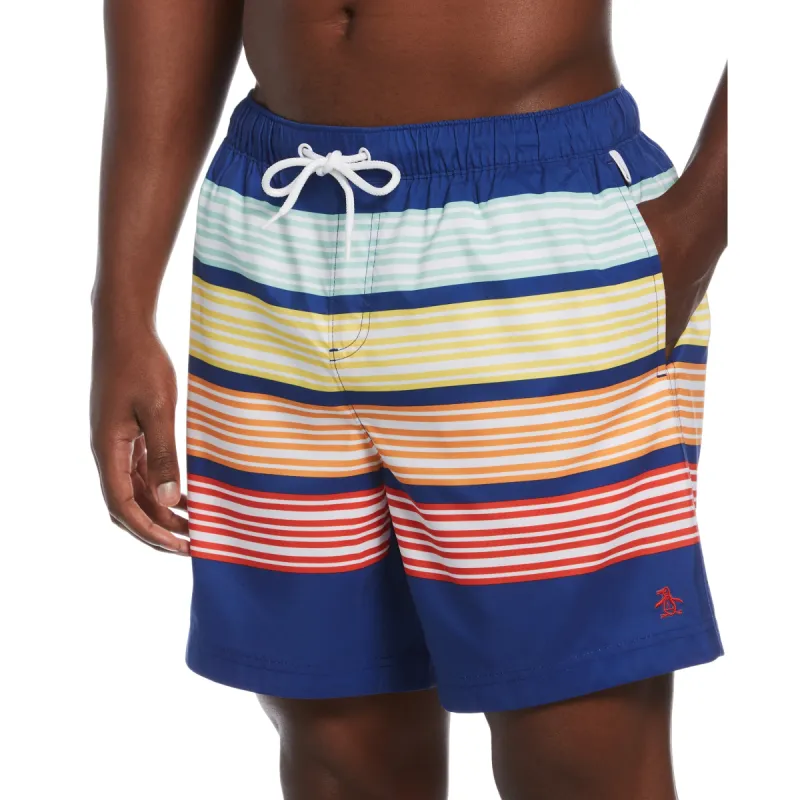 Horizontal Stripe Print Swim Shorts sold by Original Penguin