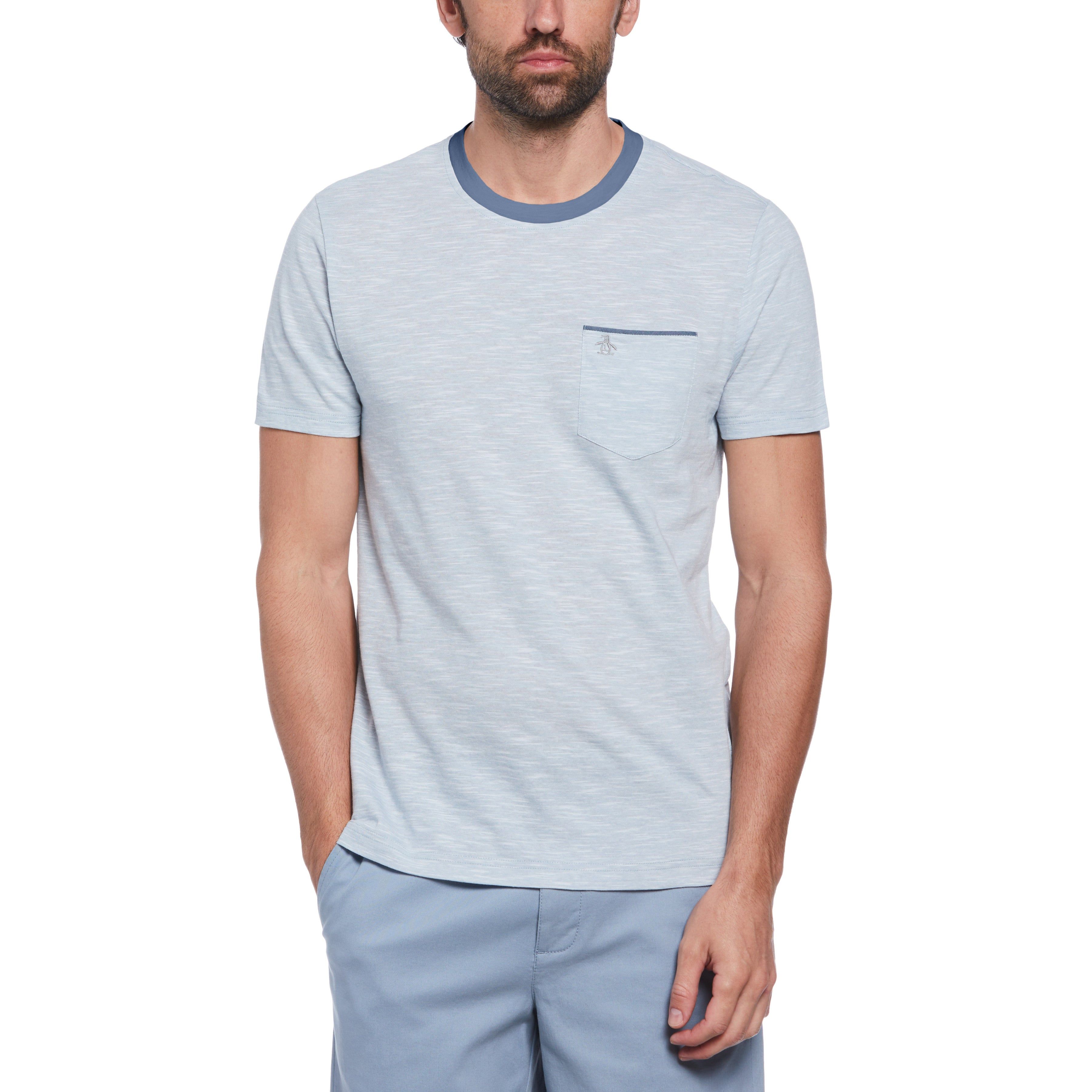 Stripe Chambray Tipped Pocket Tee sold by Original Penguin