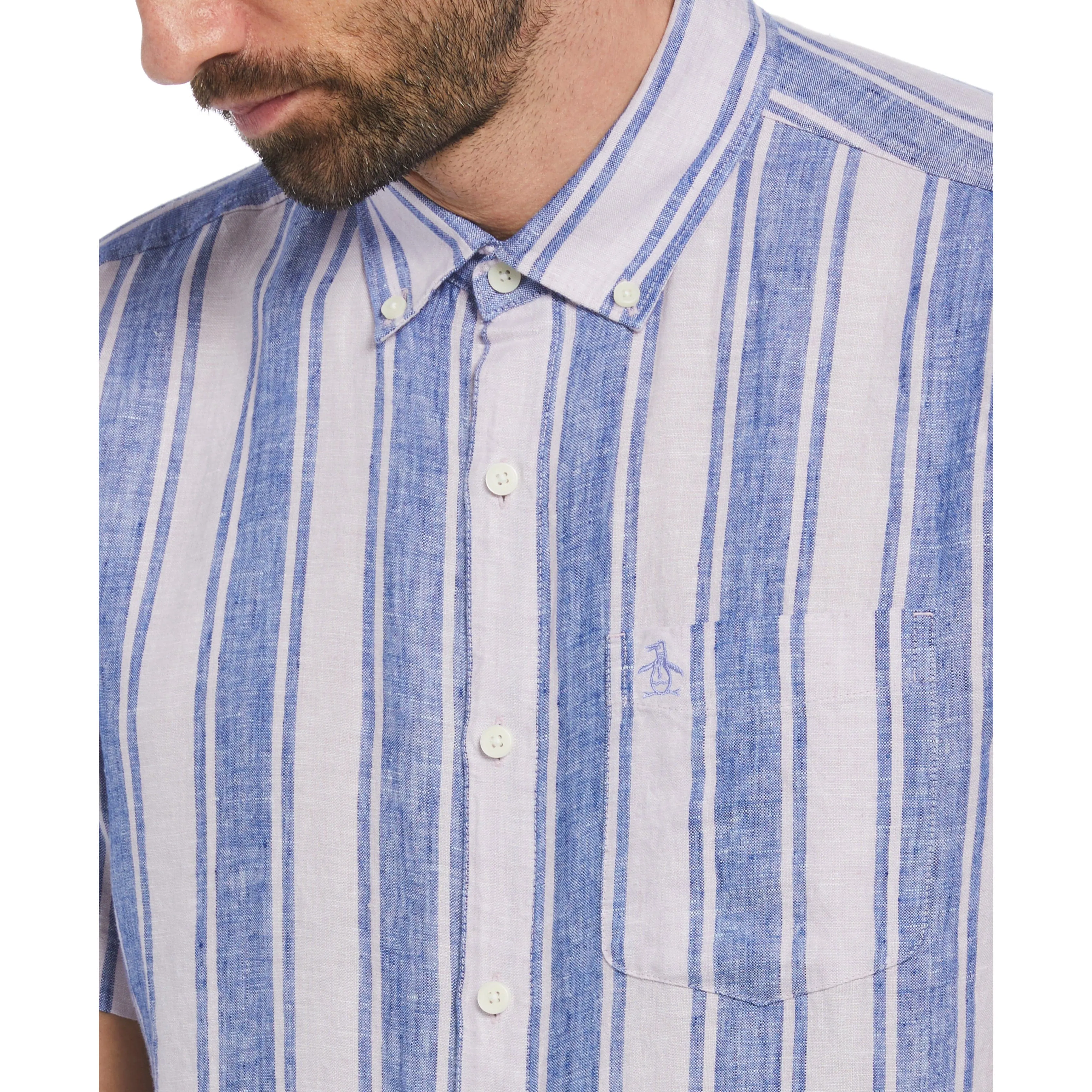 Linen Vertical Stripe Print Shirt sold by Original Penguin product image thumbnail 3