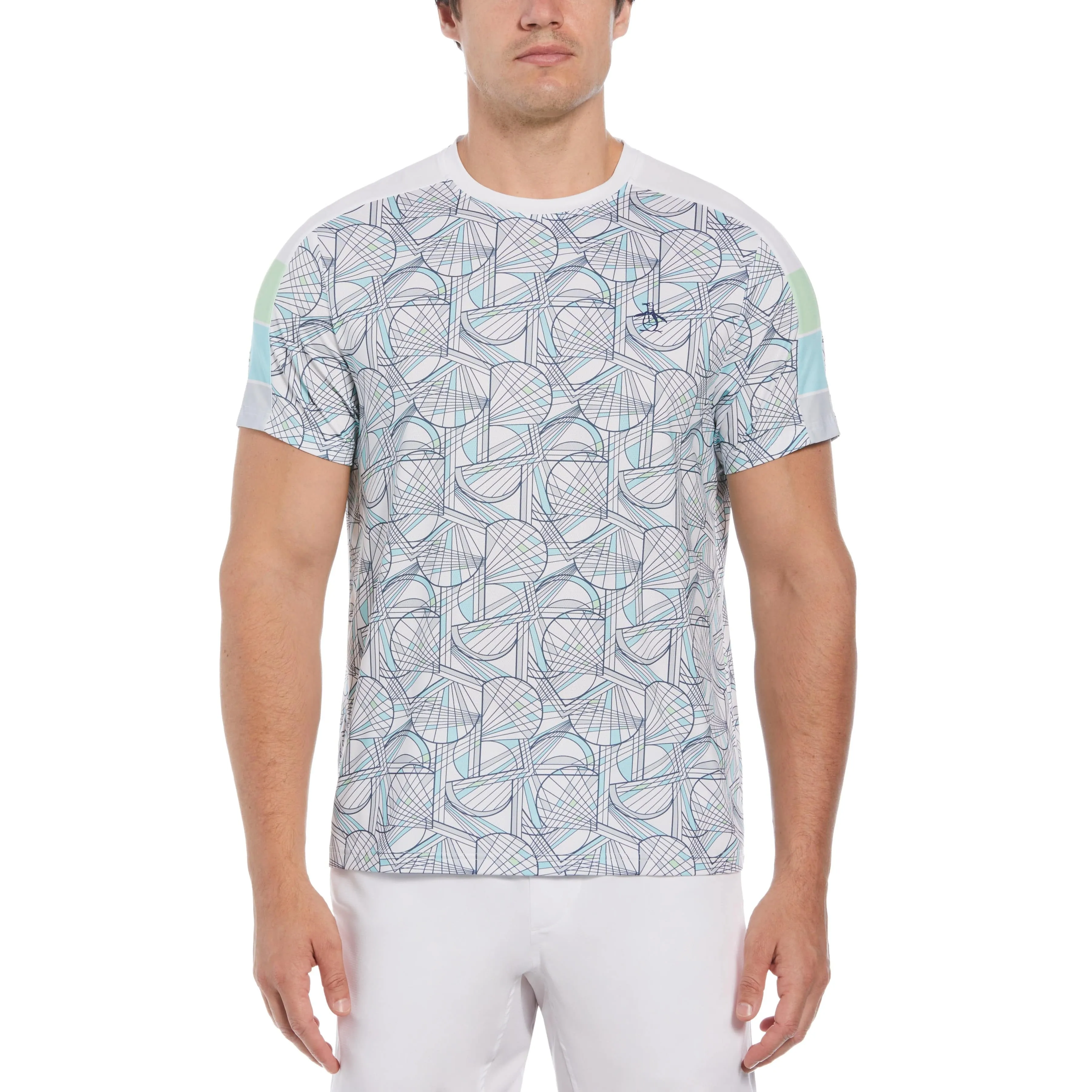 Tennis Racket Print Performance Tennis Tee sold by Original Penguin