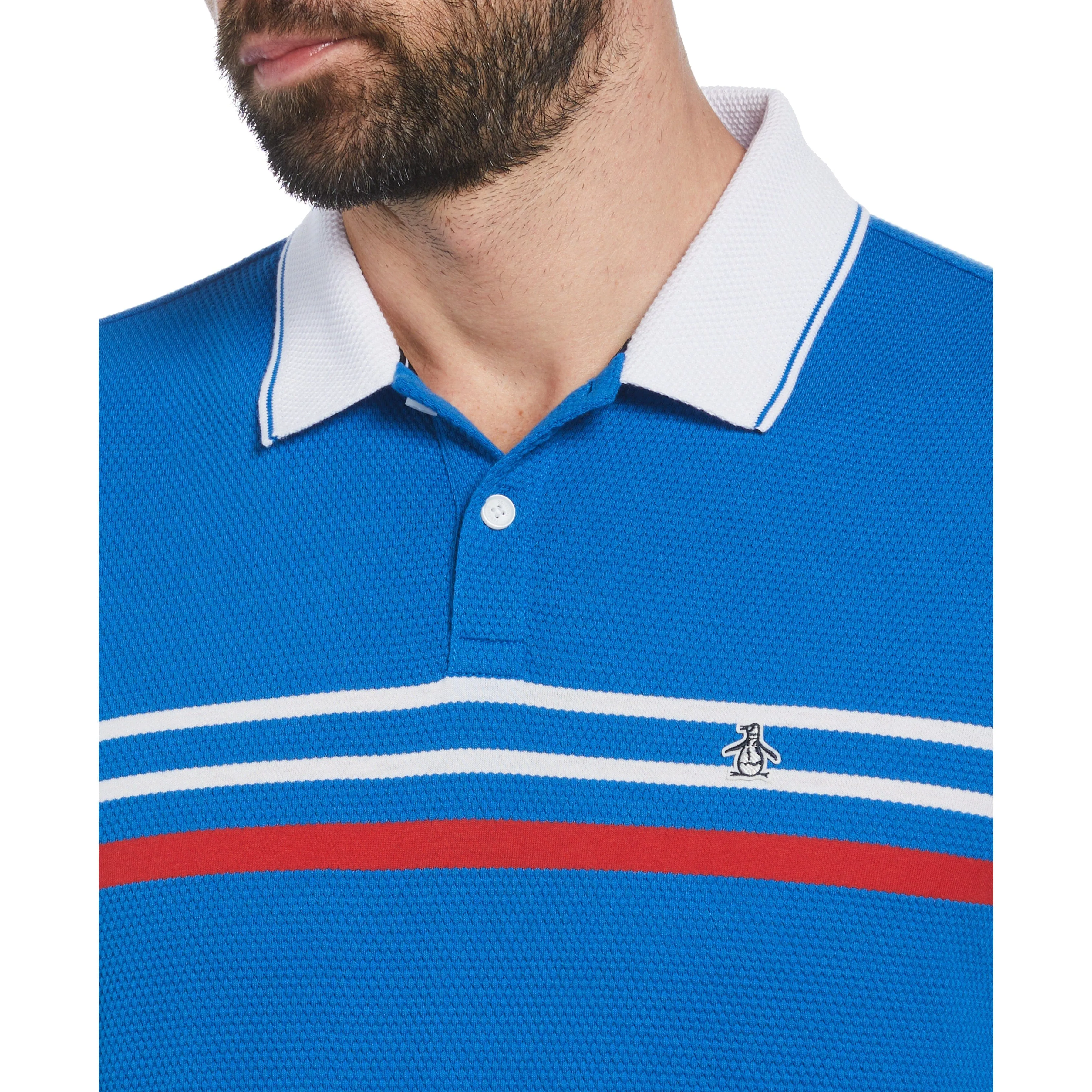Jacquard Honeycomb Stripe Pattern Polo Shirt sold by Original Penguin product image thumbnail 3