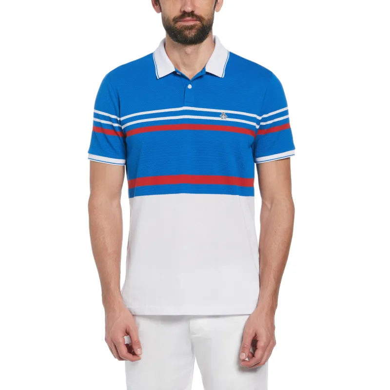 Jacquard Honeycomb Stripe Pattern Polo Shirt sold by Original Penguin