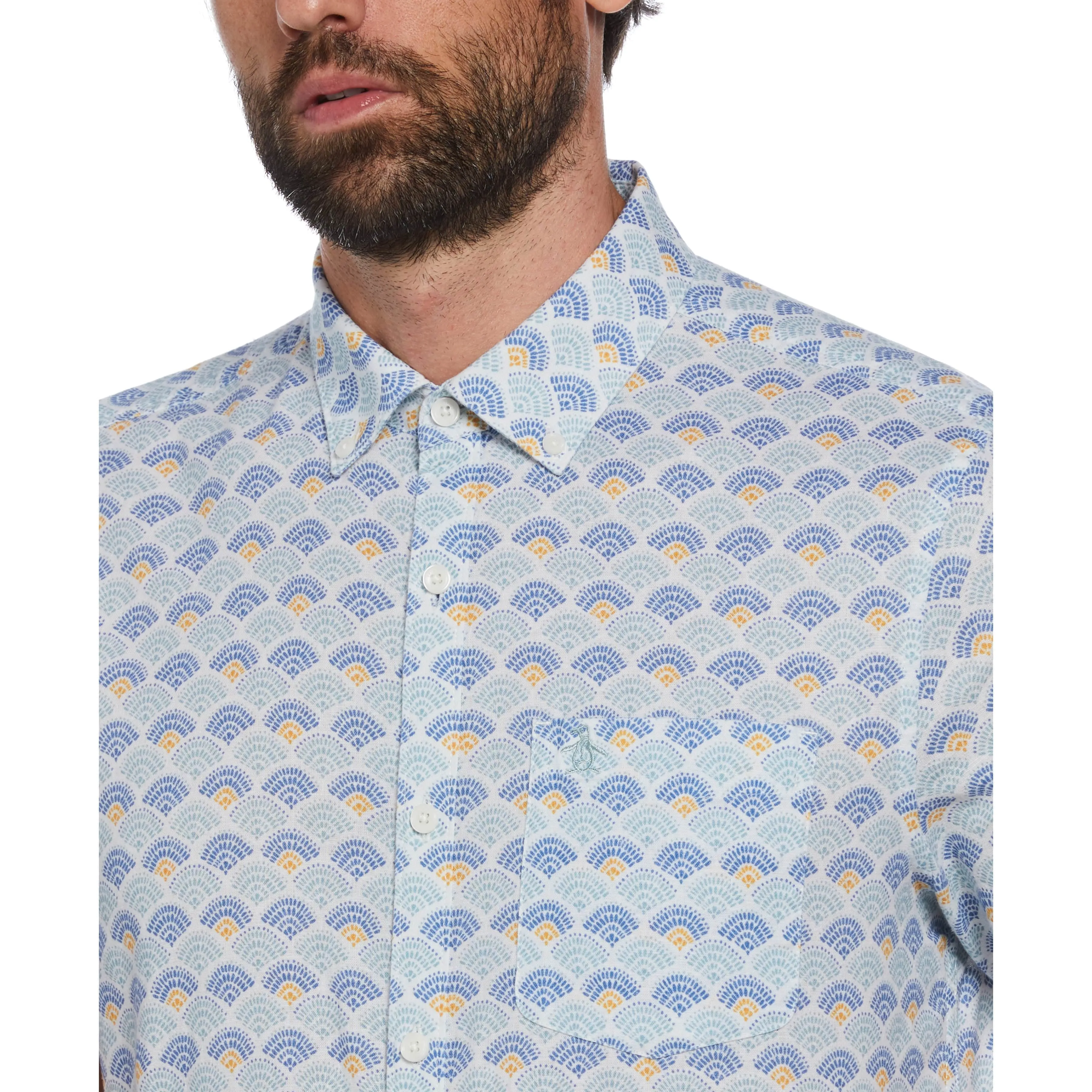 Linen Cotton Tile Wave Print Shirt sold by Original Penguin product image thumbnail 3