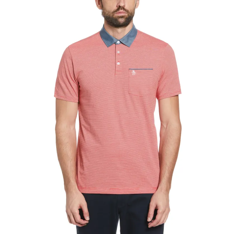 Stripe Chambray Collar Polo sold by Original Penguin