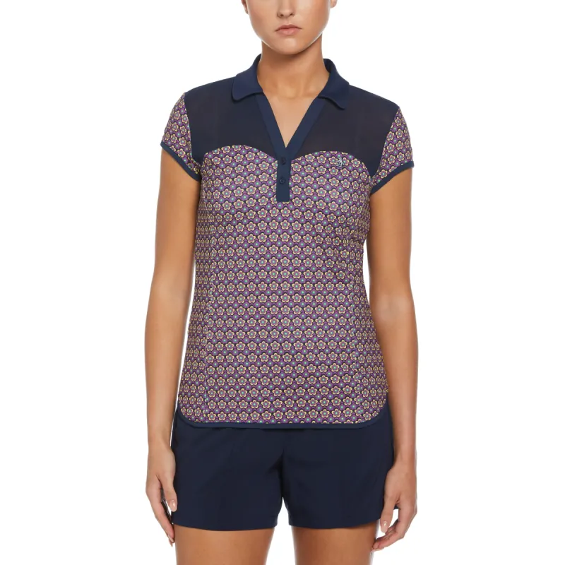 Women's Sweetheart Floral Print Cap Sleeve Polo sold by Original Penguin