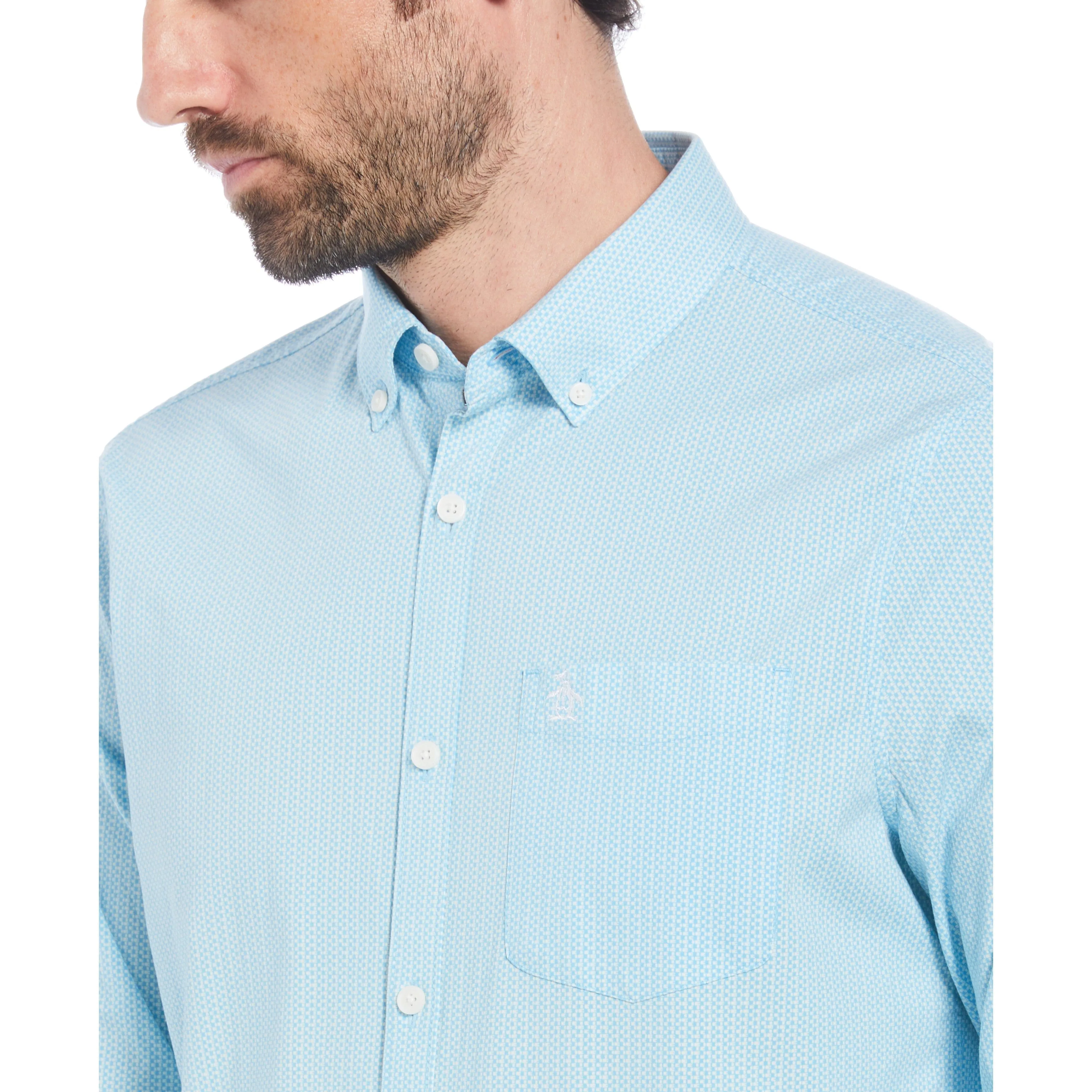EcoVero Mini Geometric Print Button-Down Shirt sold by Original Penguin product image thumbnail 3