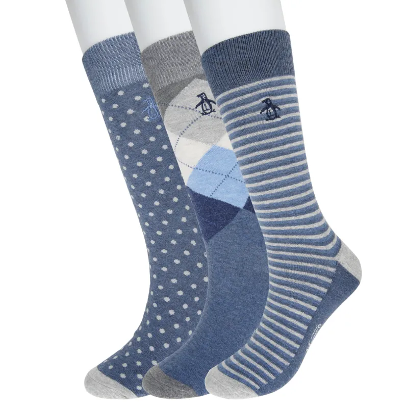 3 Pack Augustin Stripe Dress Socks sold by Original Penguin