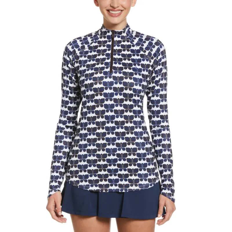 Butterfly Print Sun Protection Tennis  Shirt sold by Original Penguin