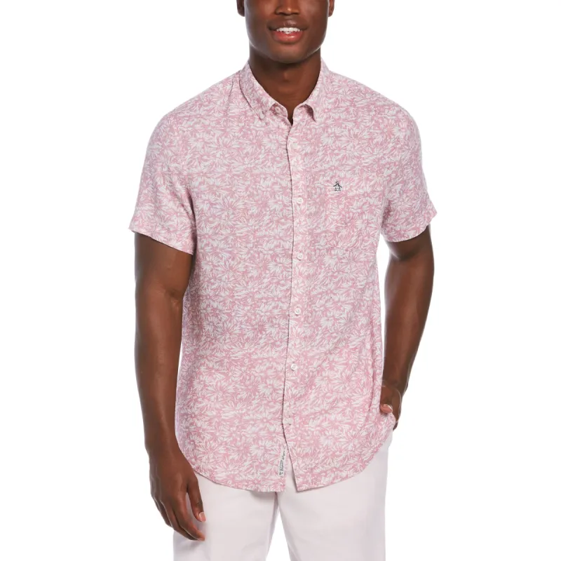 EcoVero™ Floral Print Linen Blend Shirt sold by Original Penguin