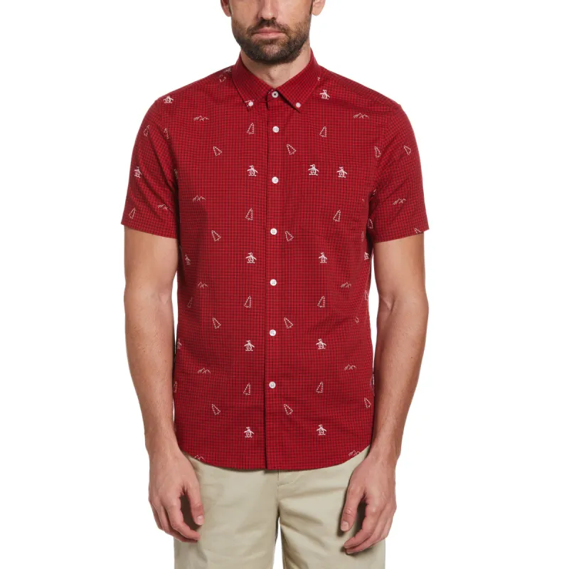 Gingham Holiday Pete Print Shirt sold by Original Penguin