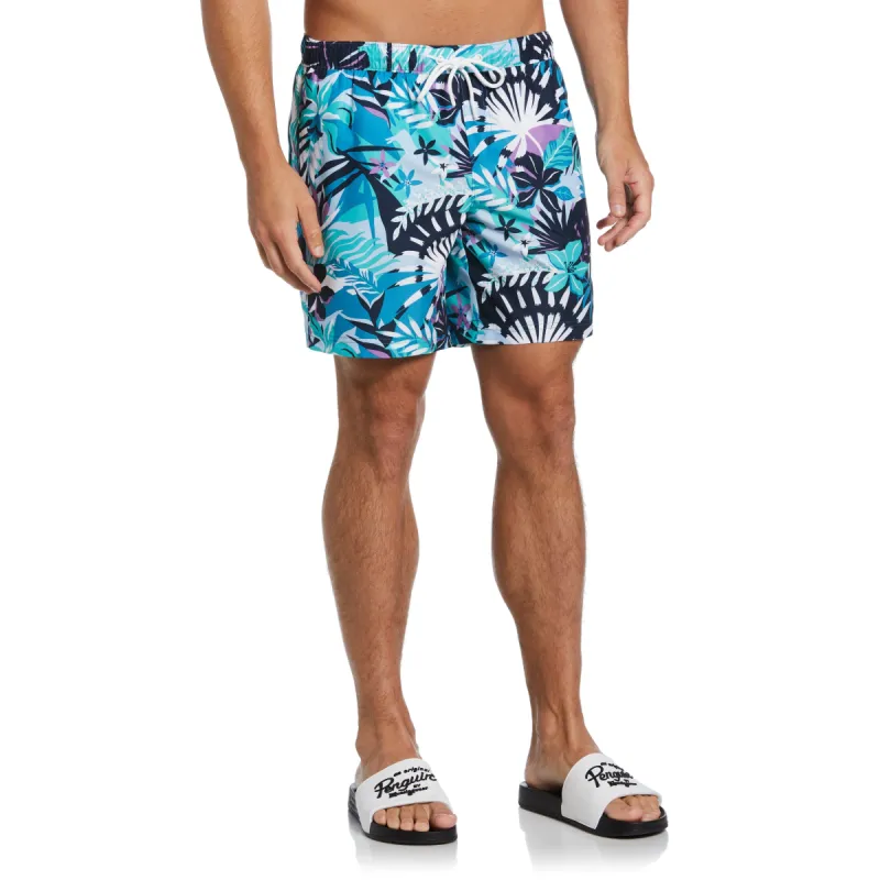 Bright Palm Print Swim Shorts sold by Original Penguin