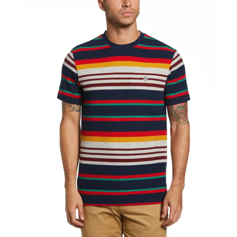 Multi Stripe Waffle Tee sold by Original Penguin