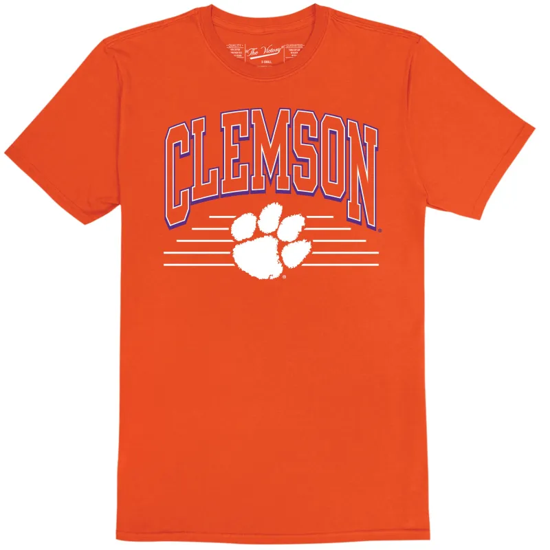 Clemson Arch Logo Paw Print Tee sold by Original Retro Brand