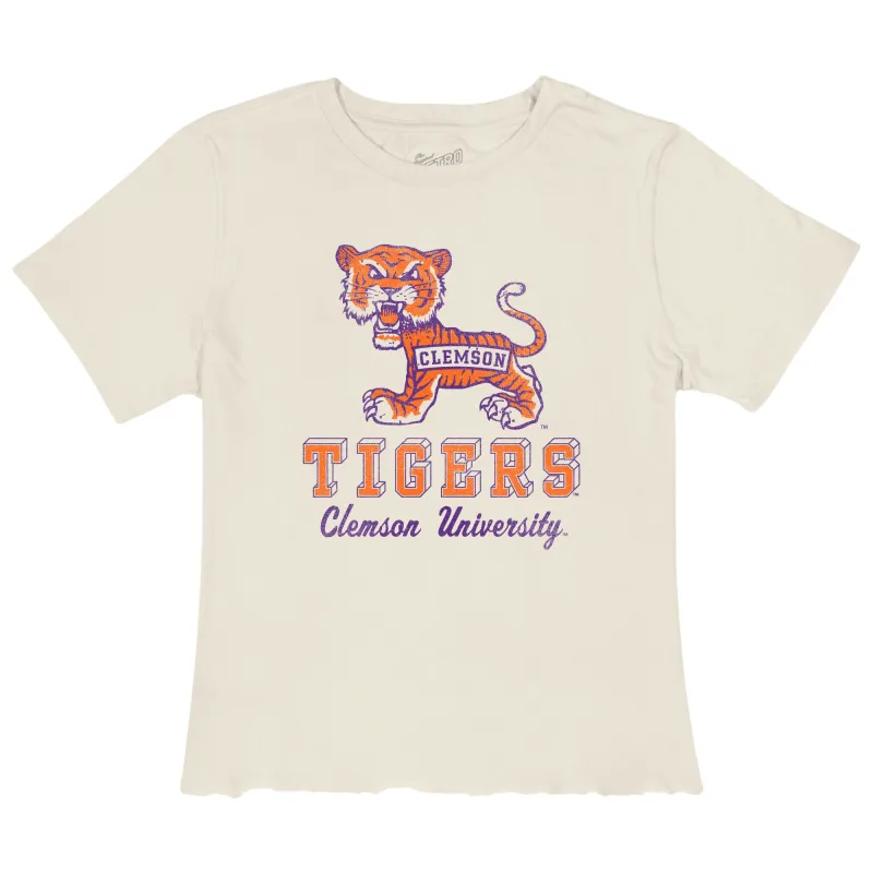 Clemson Tigers Women's Vintage Mascot Crop Tee sold by Original Retro Brand