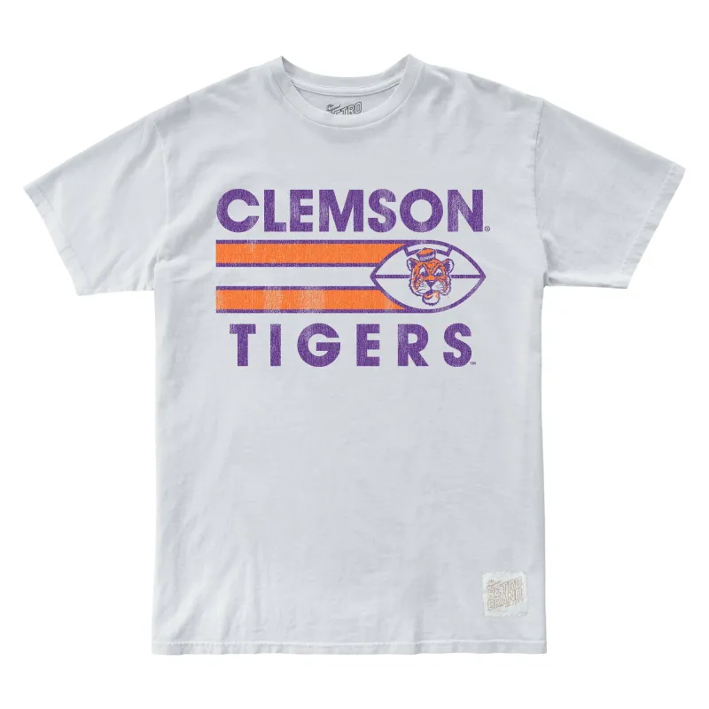 Clemson Tigers Striped Football Graphic T-Shirt sold by Original Retro Brand