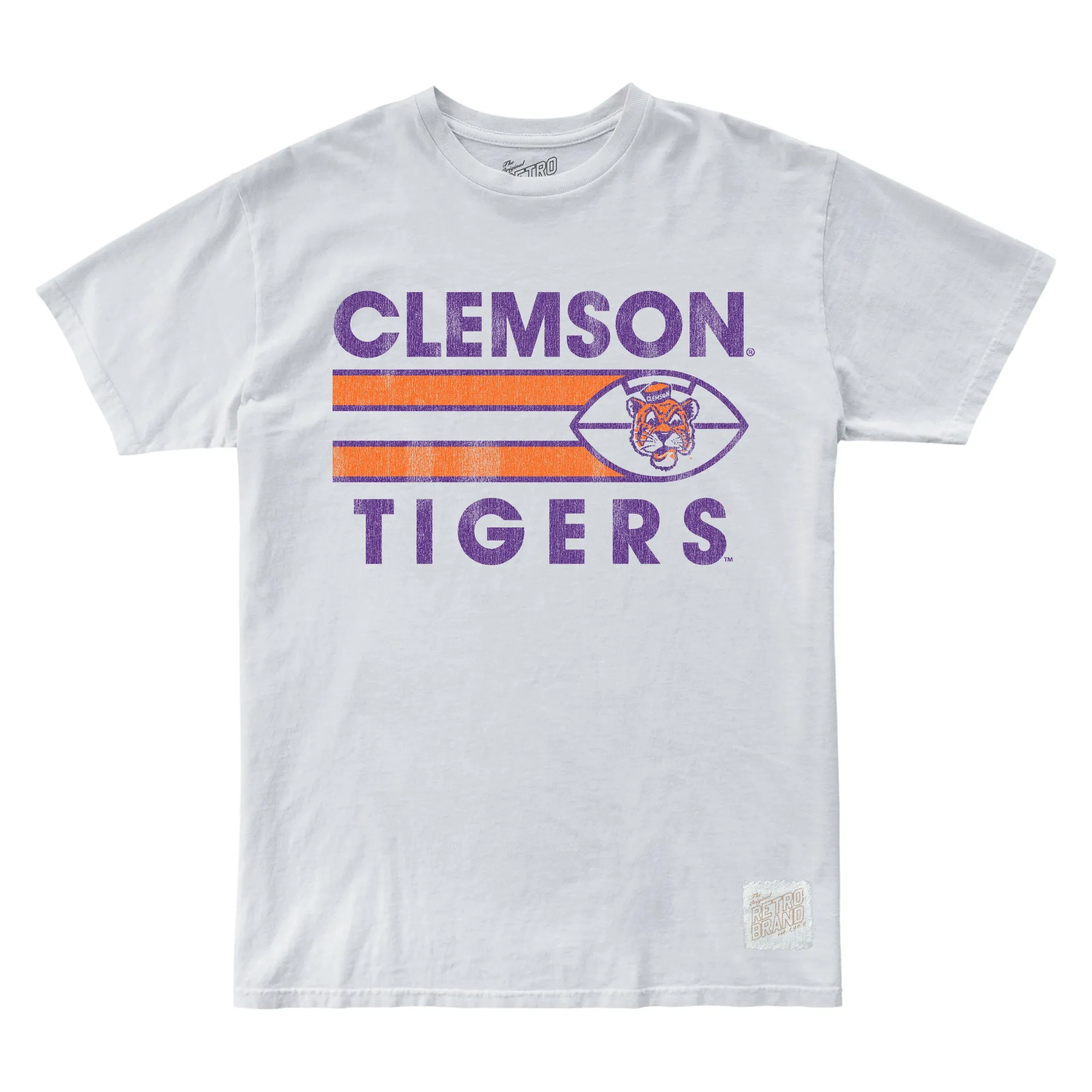 Clemson Tigers Striped Football Graphic T-Shirt sold by Original Retro Brand