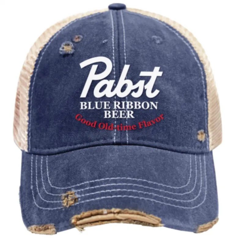Pabst Blue Ribbon Snap Back Trucker Cap sold by Original Retro Brand